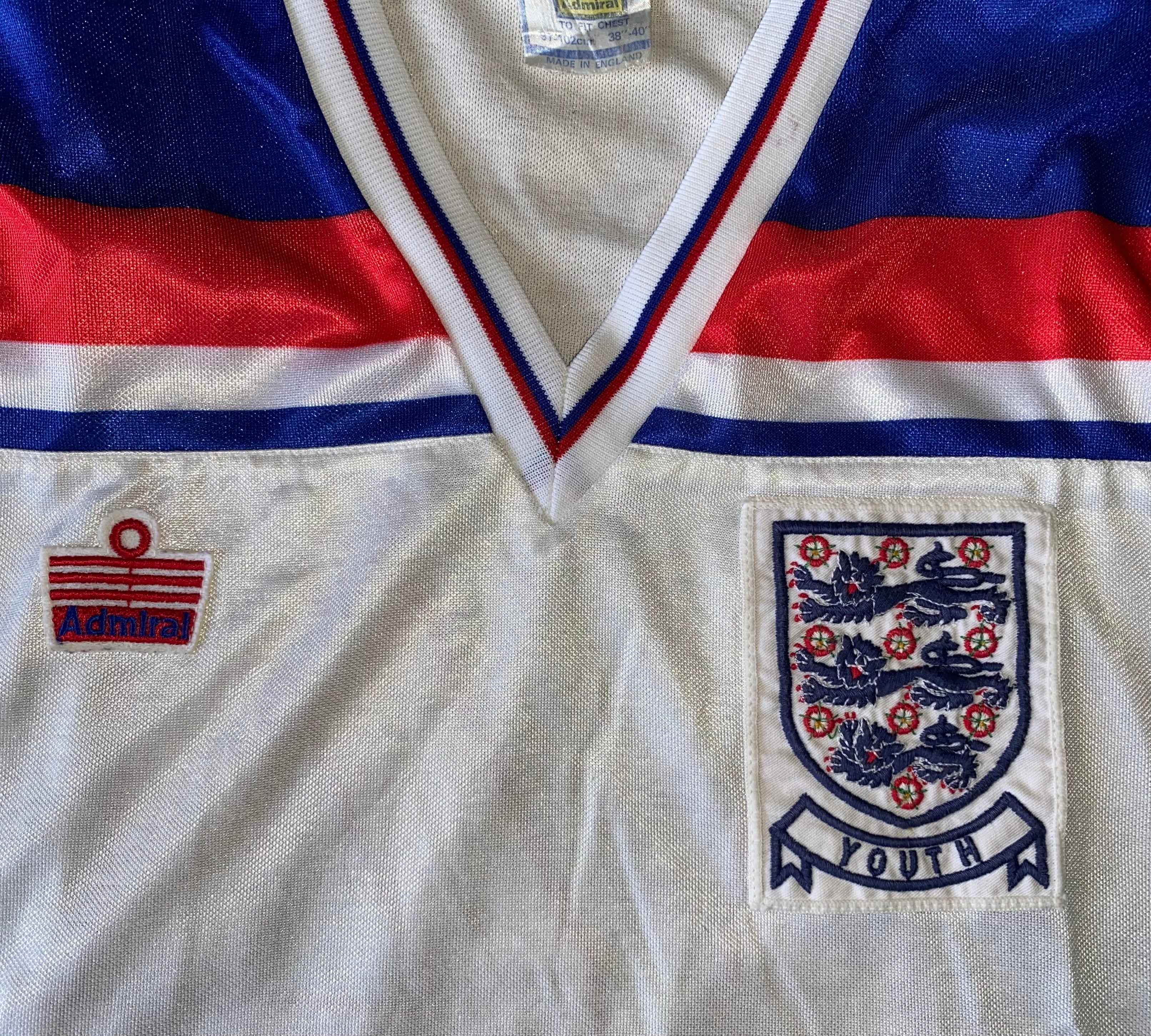 ENGLAND 1980-83 ADMIRAL MATCH WORN YOUTH SHIRT #14