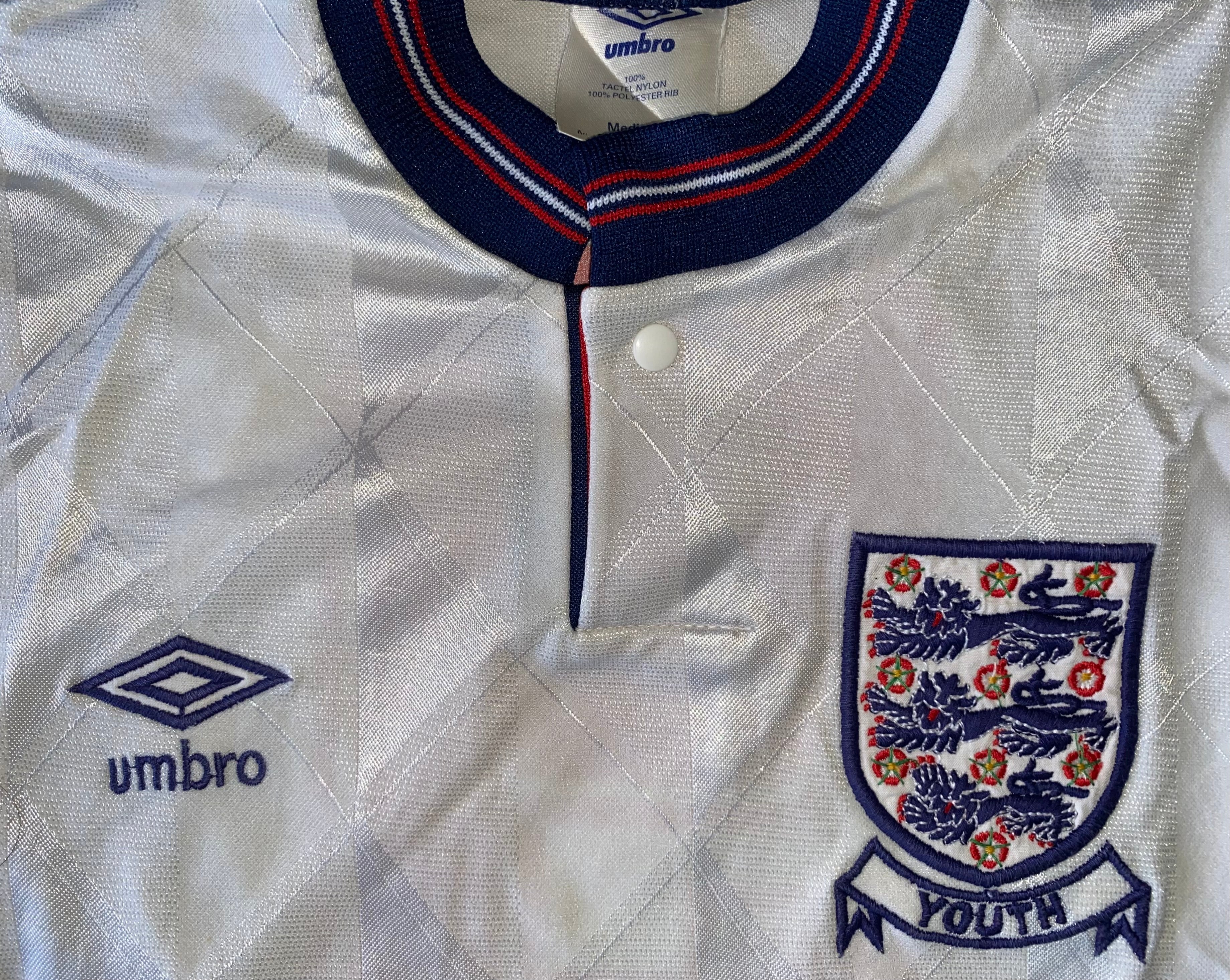 1988 UMBRO ENGLAND U18 MATCH WORN SHIRT #9