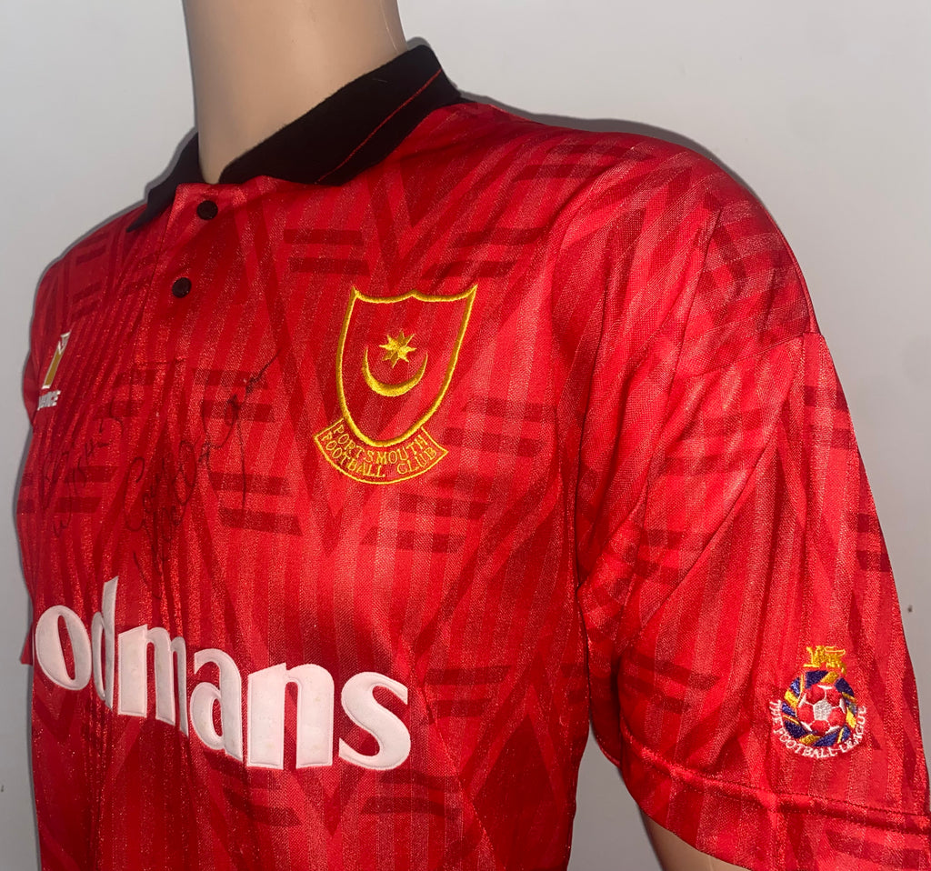 1991/92 MATCHWORN AND SIGNED PORTSMOUTH AWAY SHIRT (GUY WHITTINGHAM #10)