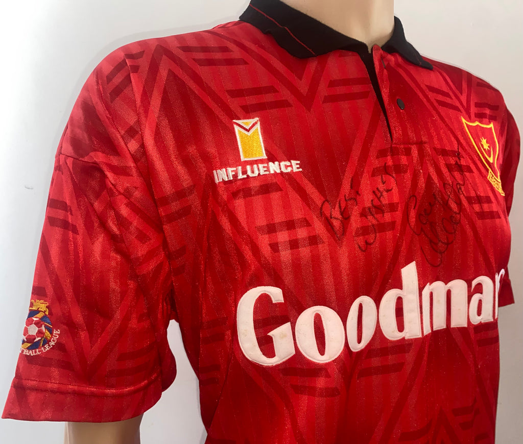 1991/92 MATCHWORN AND SIGNED PORTSMOUTH AWAY SHIRT (GUY WHITTINGHAM #10)