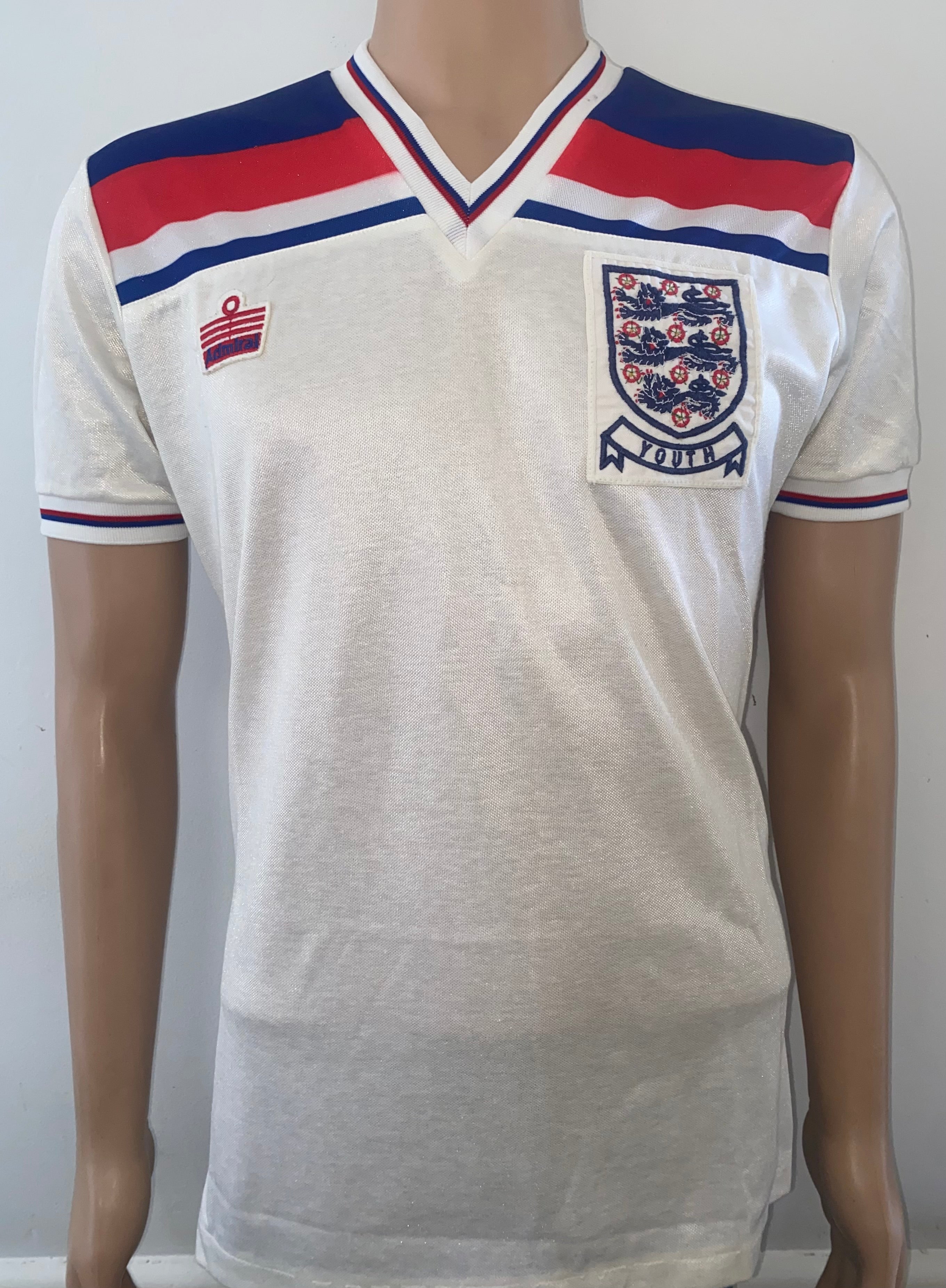 ENGLAND 1980-83 ADMIRAL MATCH WORN YOUTH SHIRT #14