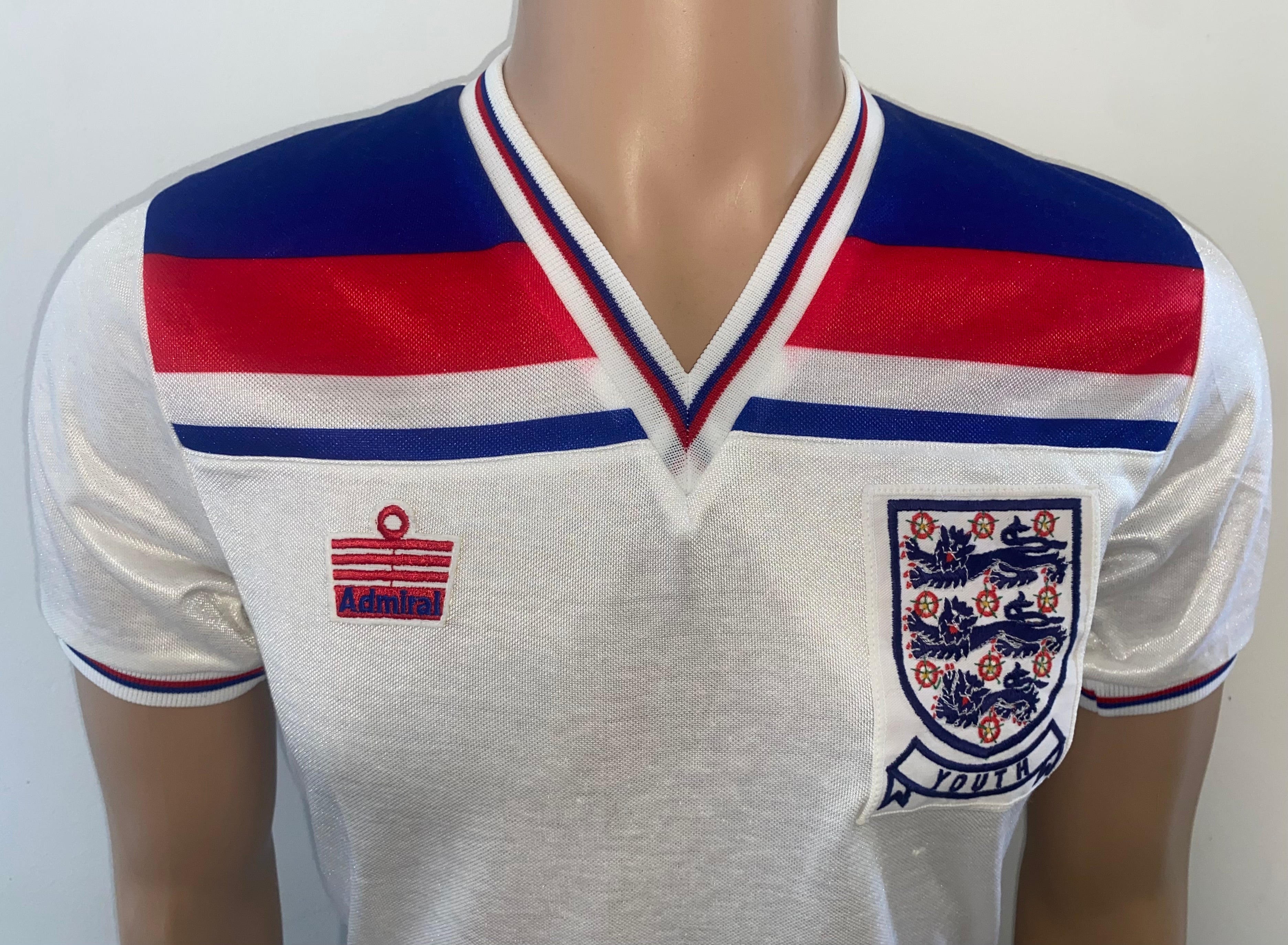 ENGLAND 1980-83 ADMIRAL MATCH WORN YOUTH SHIRT #2