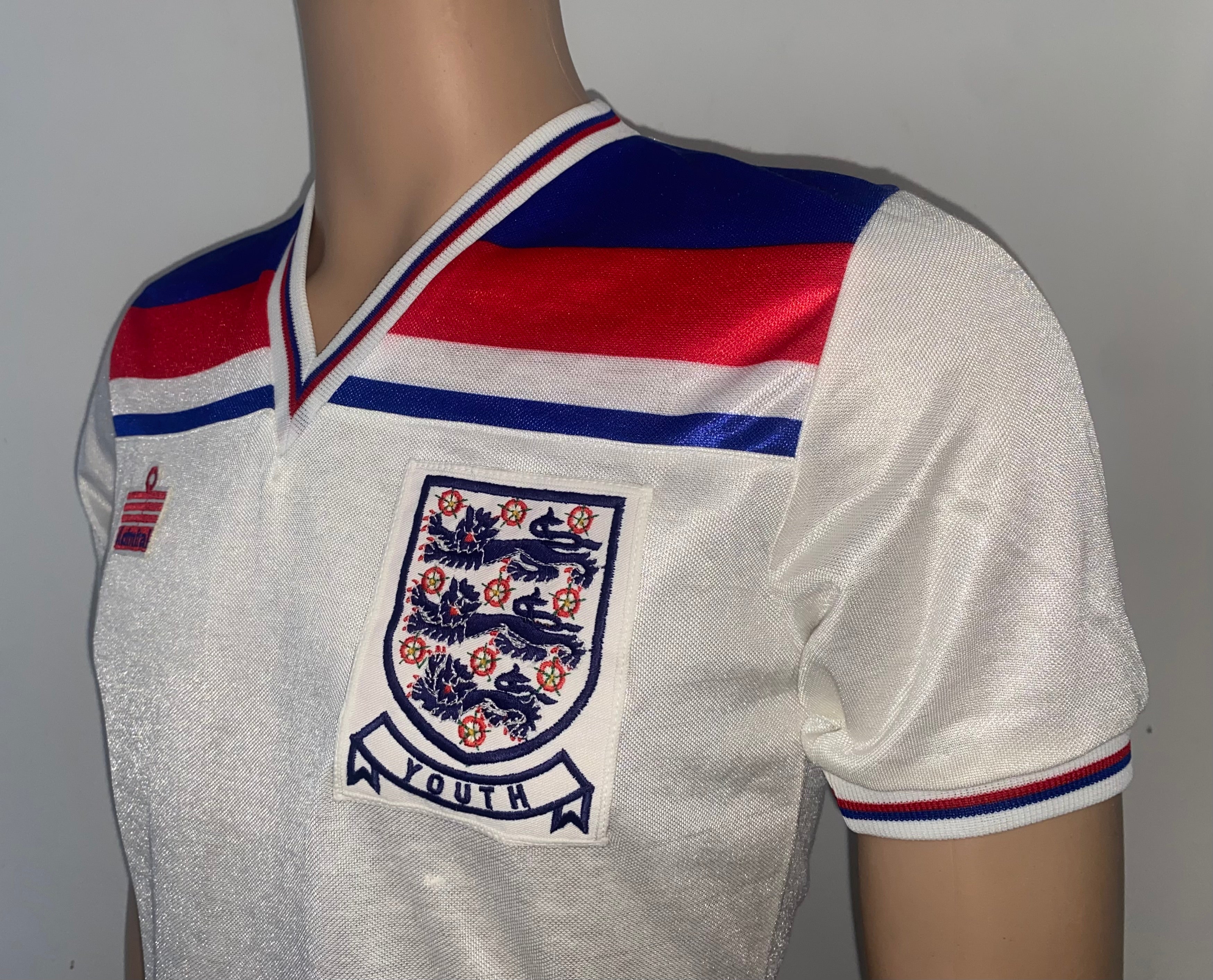 ENGLAND 1980-83 ADMIRAL MATCH WORN YOUTH SHIRT #2