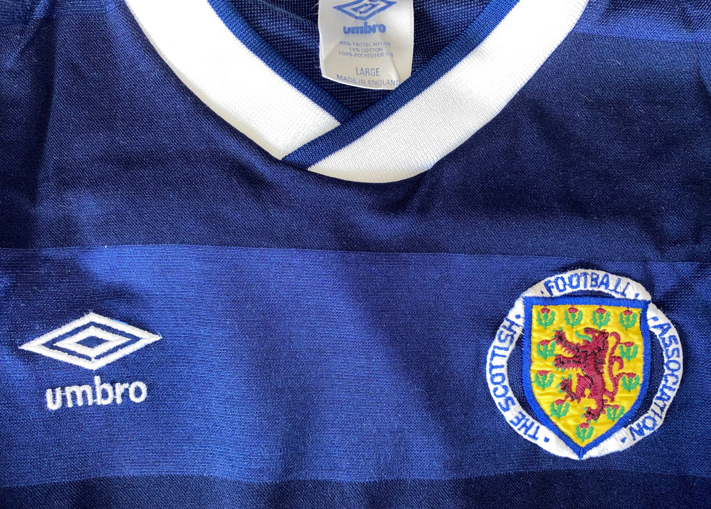 1987-88 SCOTLAND U-21 MATCH ISSUE HOME SHIRT #14 (JACKSON)