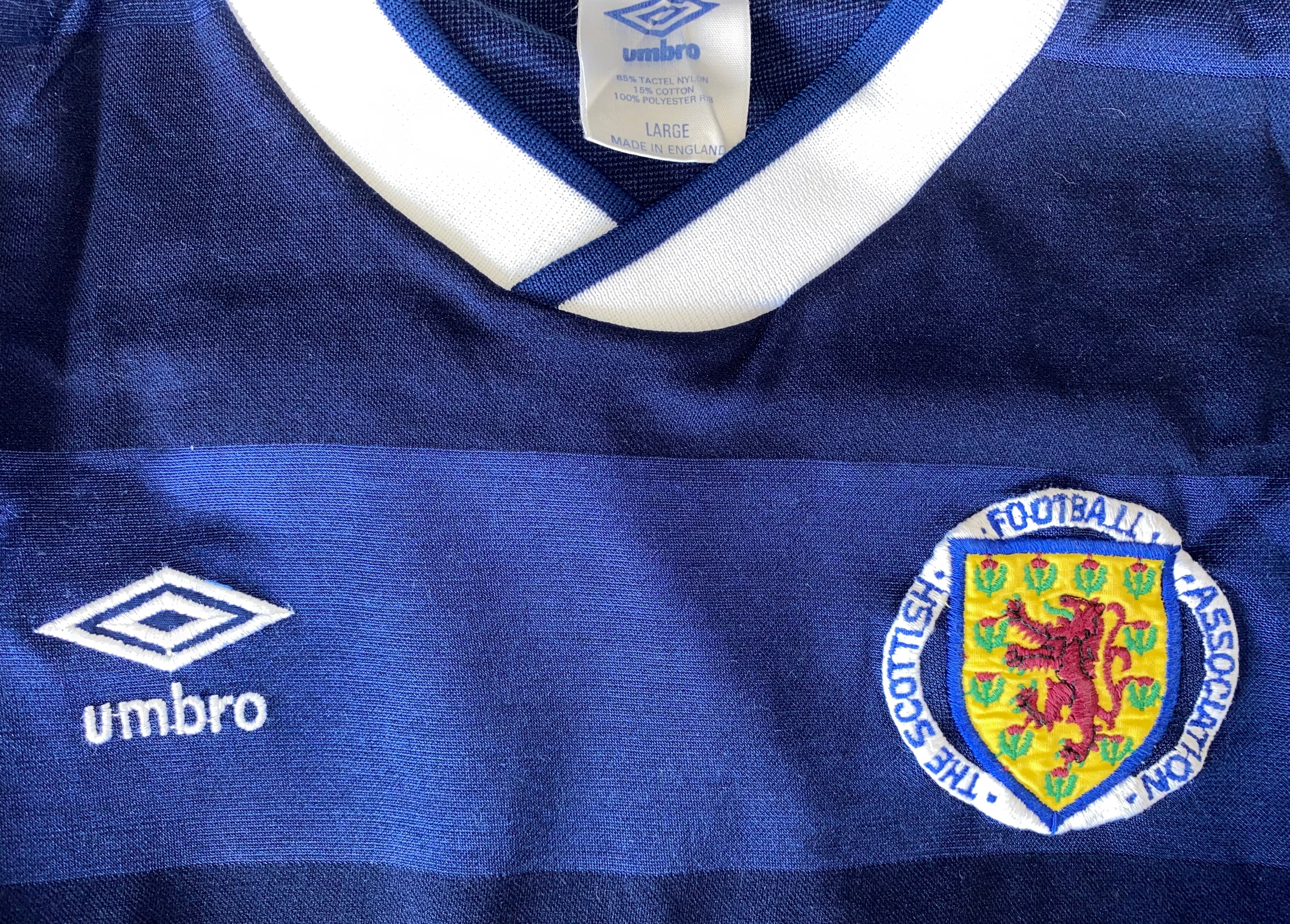 1987-88 SCOTLAND U-21 MATCH ISSUE HOME SHIRT #14 (JACKSON)