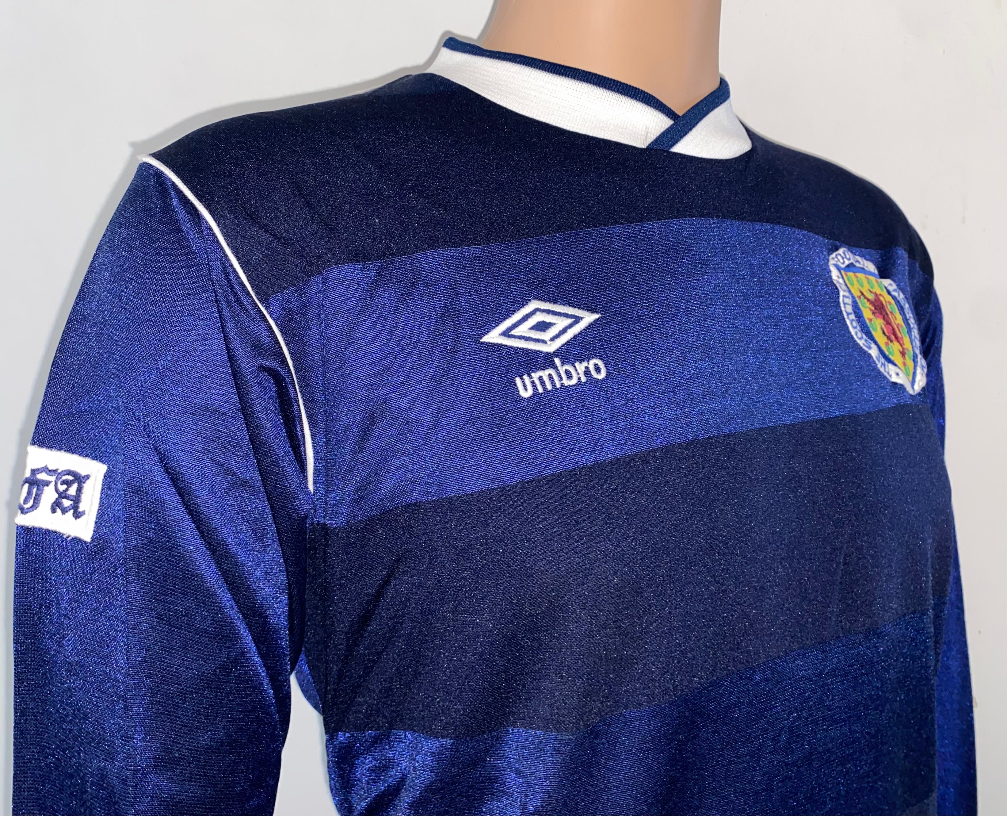 1987-88 SCOTLAND U-21 MATCH ISSUE HOME SHIRT #14 (JACKSON)