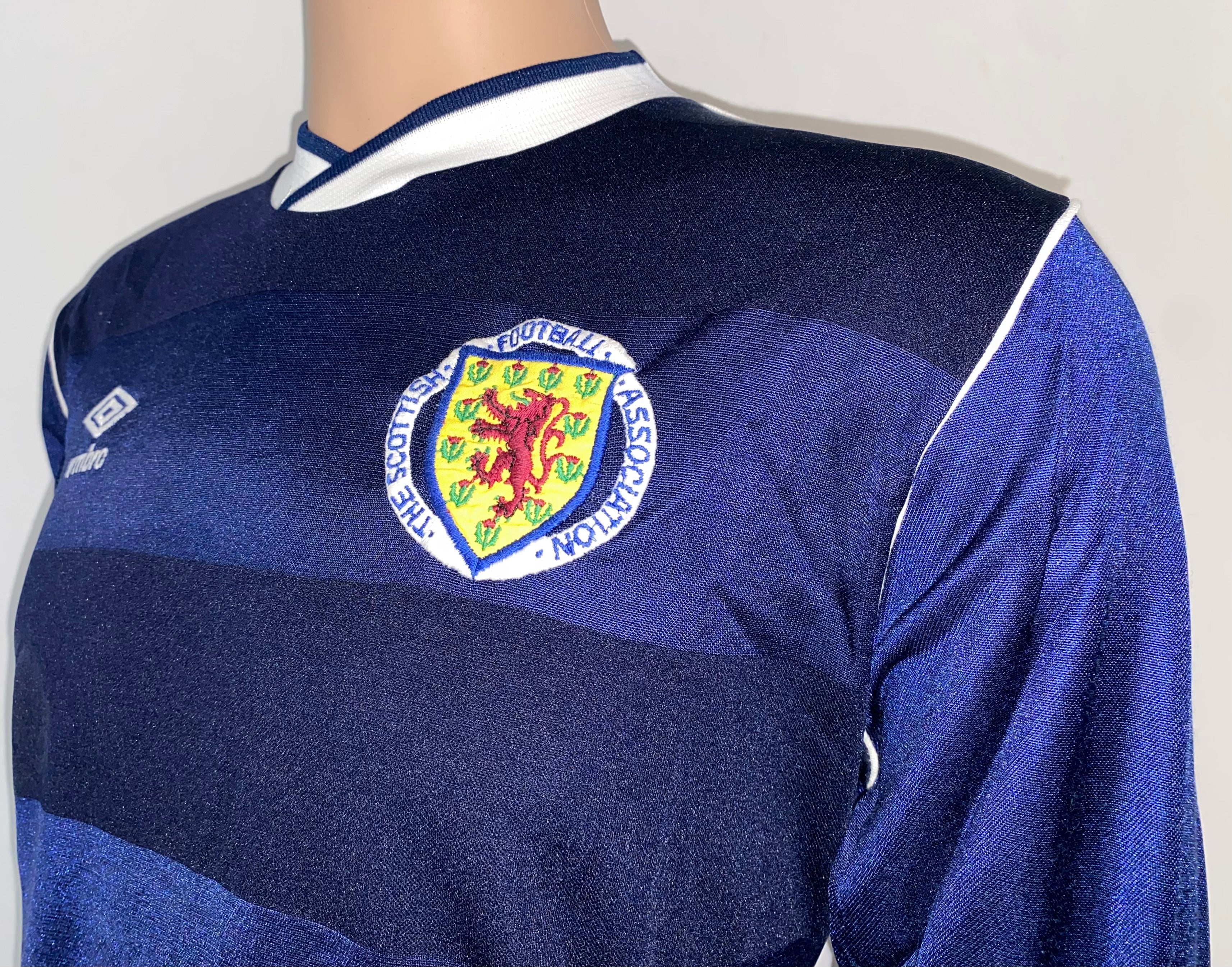 1987-88 SCOTLAND U-21 MATCH ISSUE HOME SHIRT #14 (JACKSON)