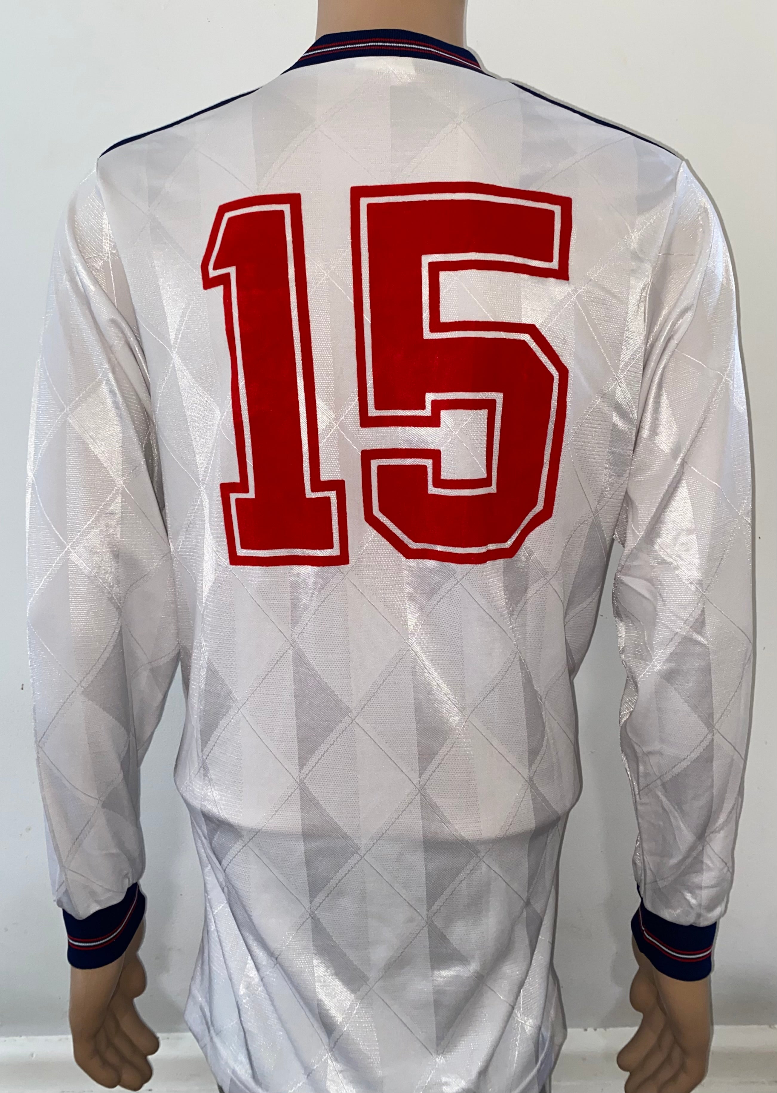 1988 ENGLAND U-21 MATCH ISSUE HOME SHIRT #15 (V SCOTLAND)