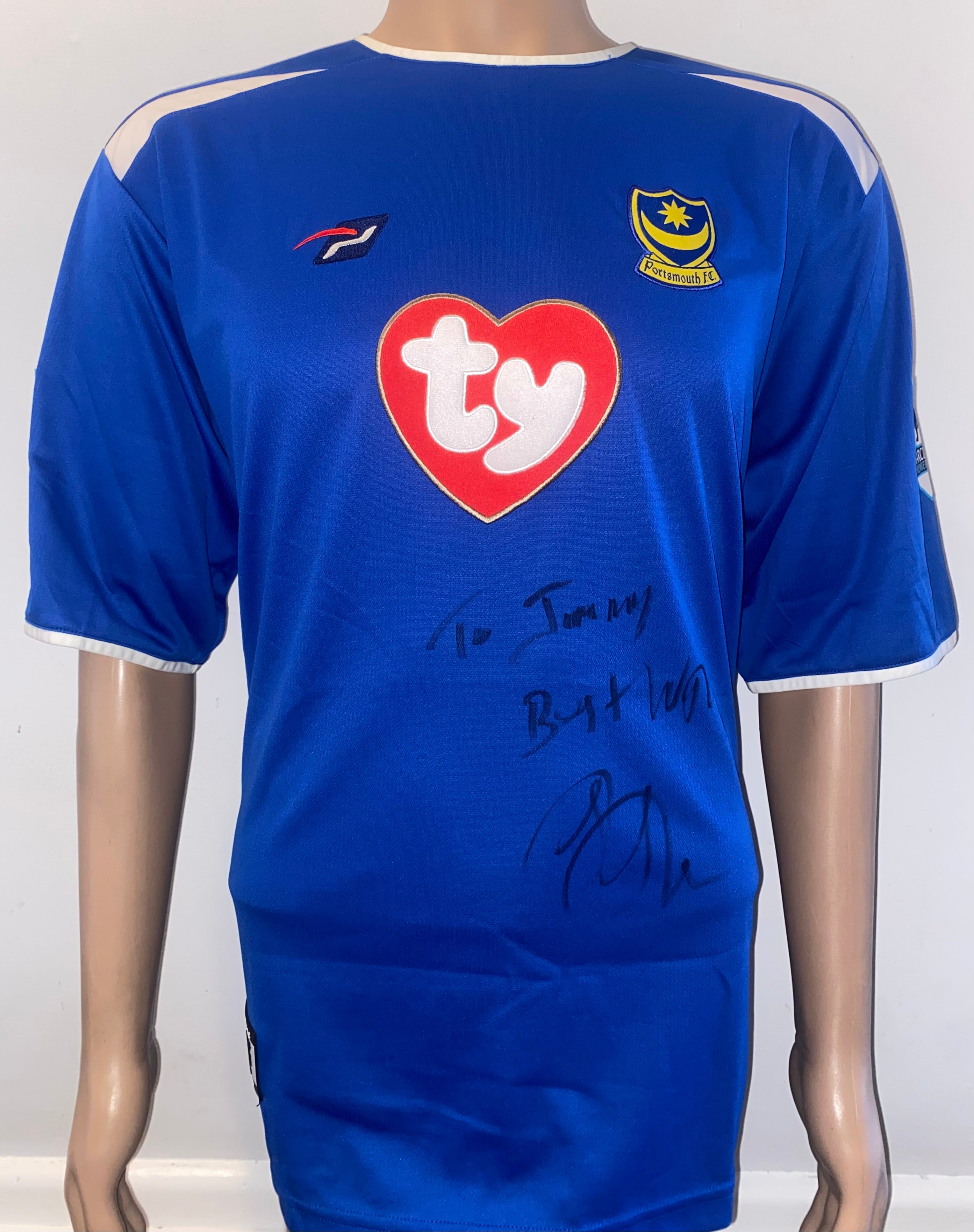 2004/05 PORTSMOUTH MATCH WORN HOME SHIRT (STONE #8)