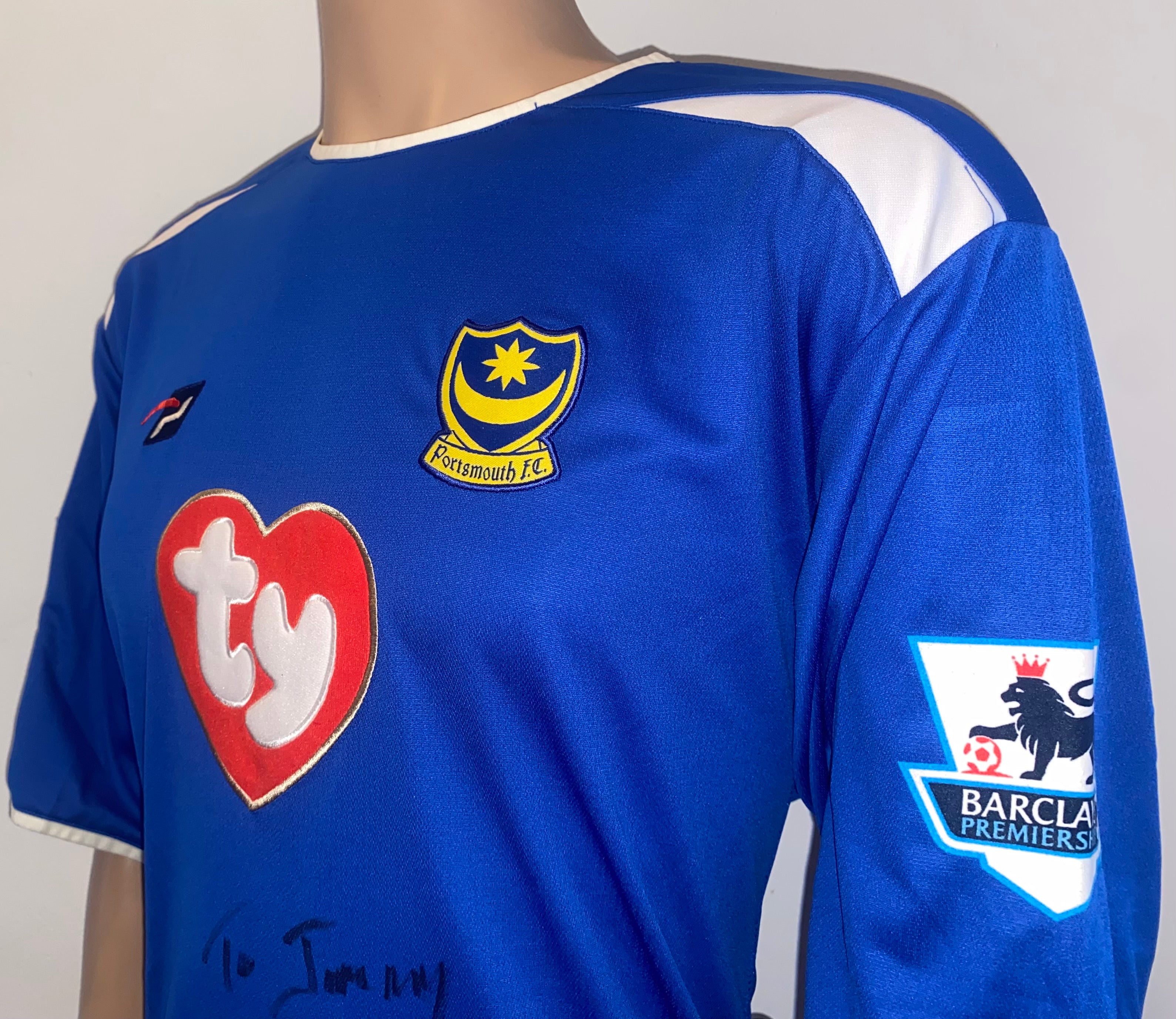 2004/05 PORTSMOUTH MATCH WORN HOME SHIRT (STONE #8)