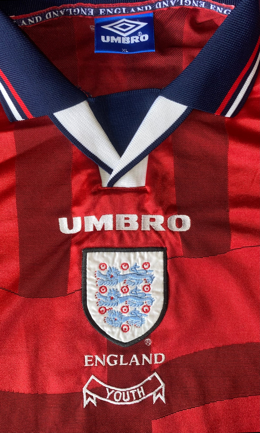 1997 ENGLAND UNDER 18 MATCH WORN UMBRO AWAY SHIRT #3