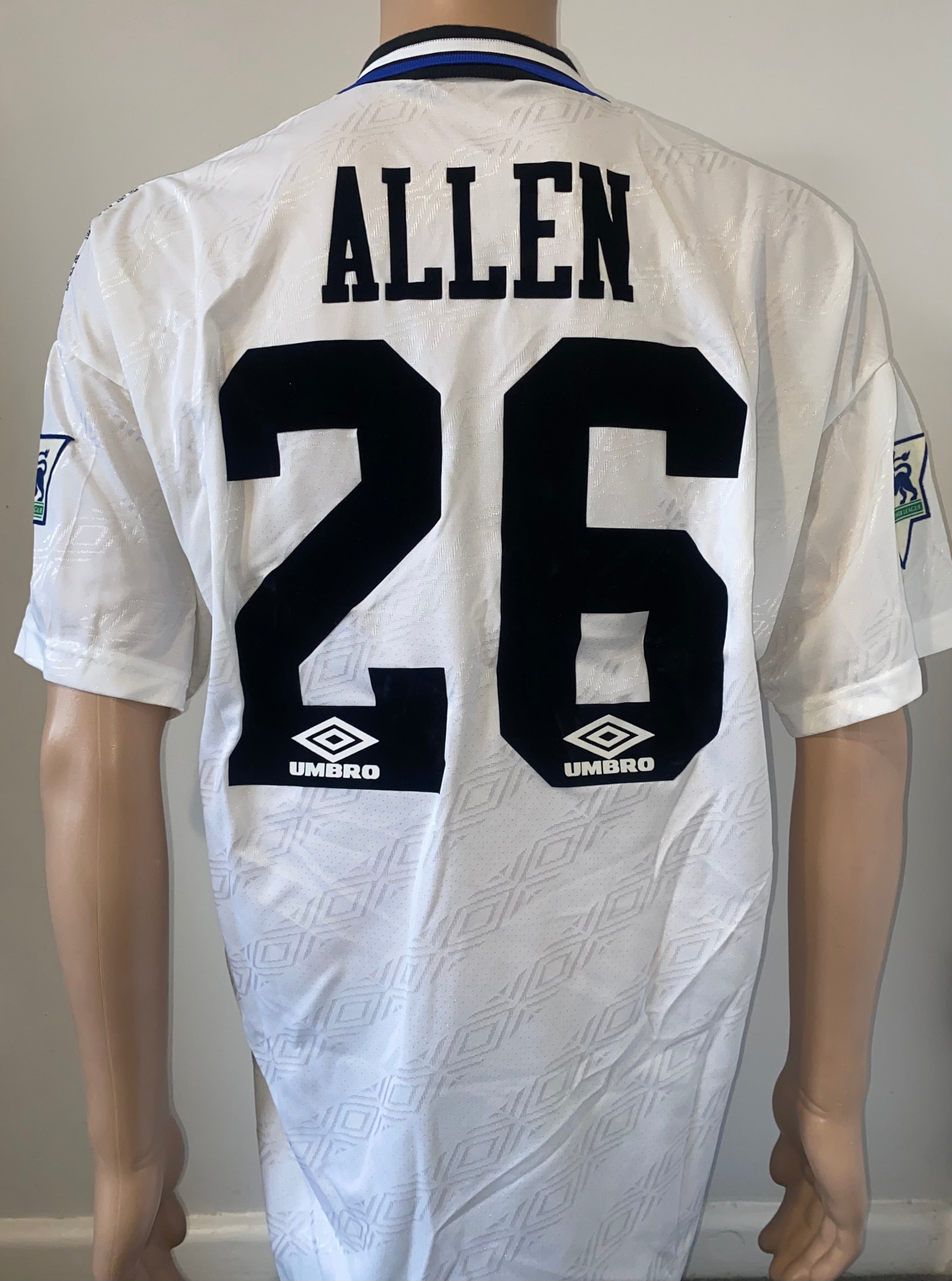 1995/96 EVERTON MATCH WORN AWAY SHIRT (ALLEN #26)