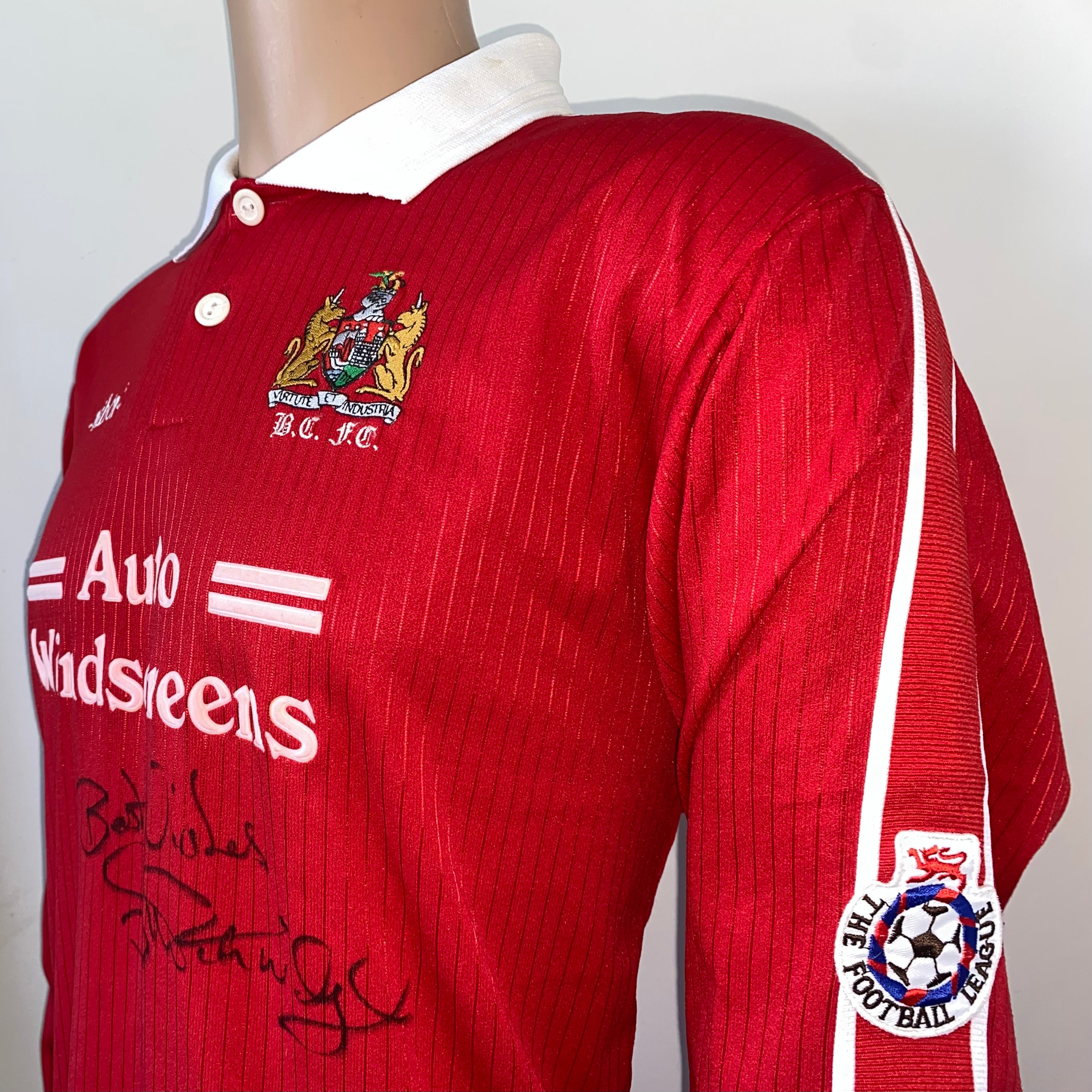 1994/95 BRISTOL CITY MATCH WORN HOME SHIRT PARTRIDGE #14
