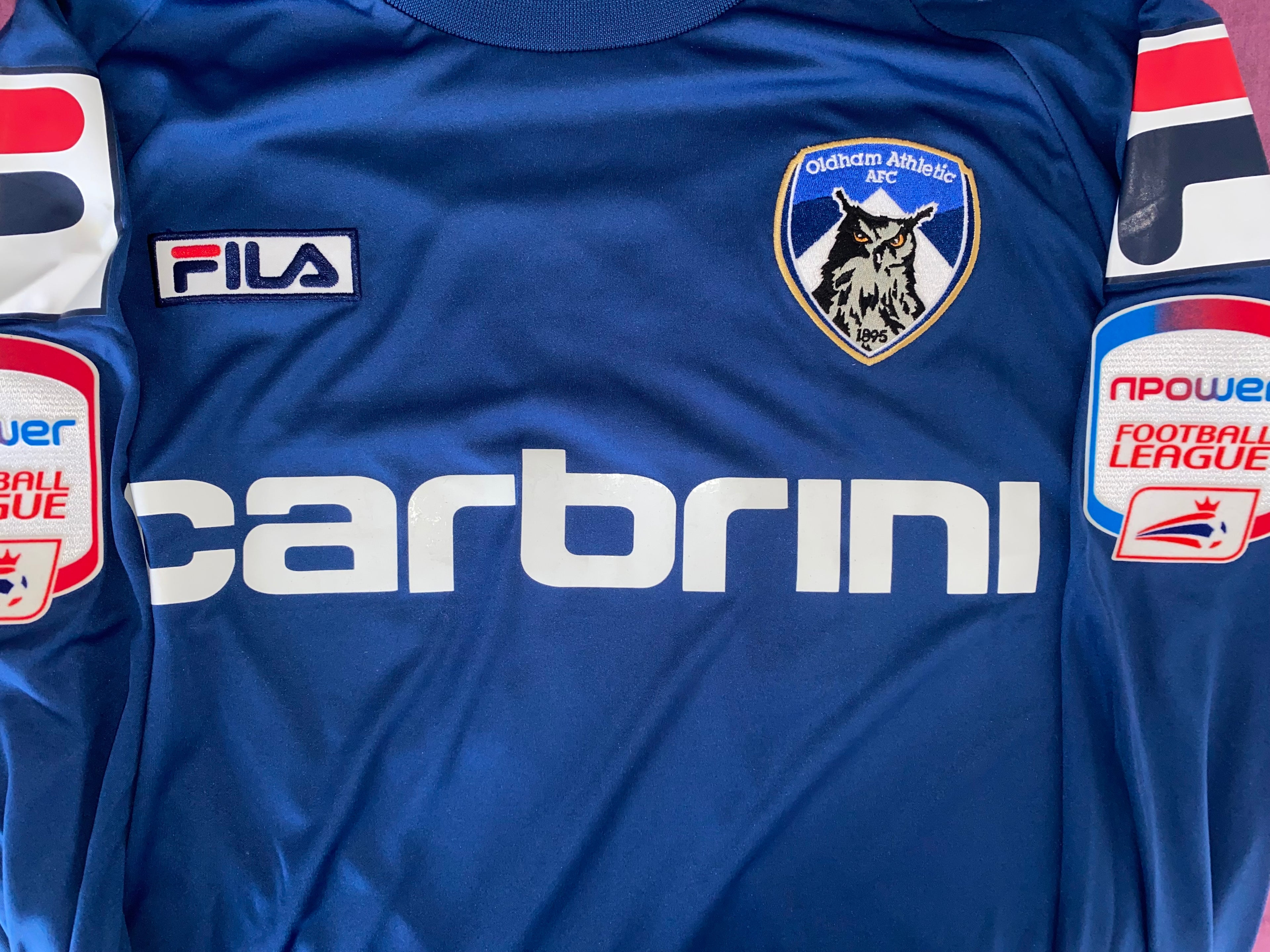 2012/13 OLDHAM ATHLETIC MATCH WORN HOME SHIRT (BESSONE #32)