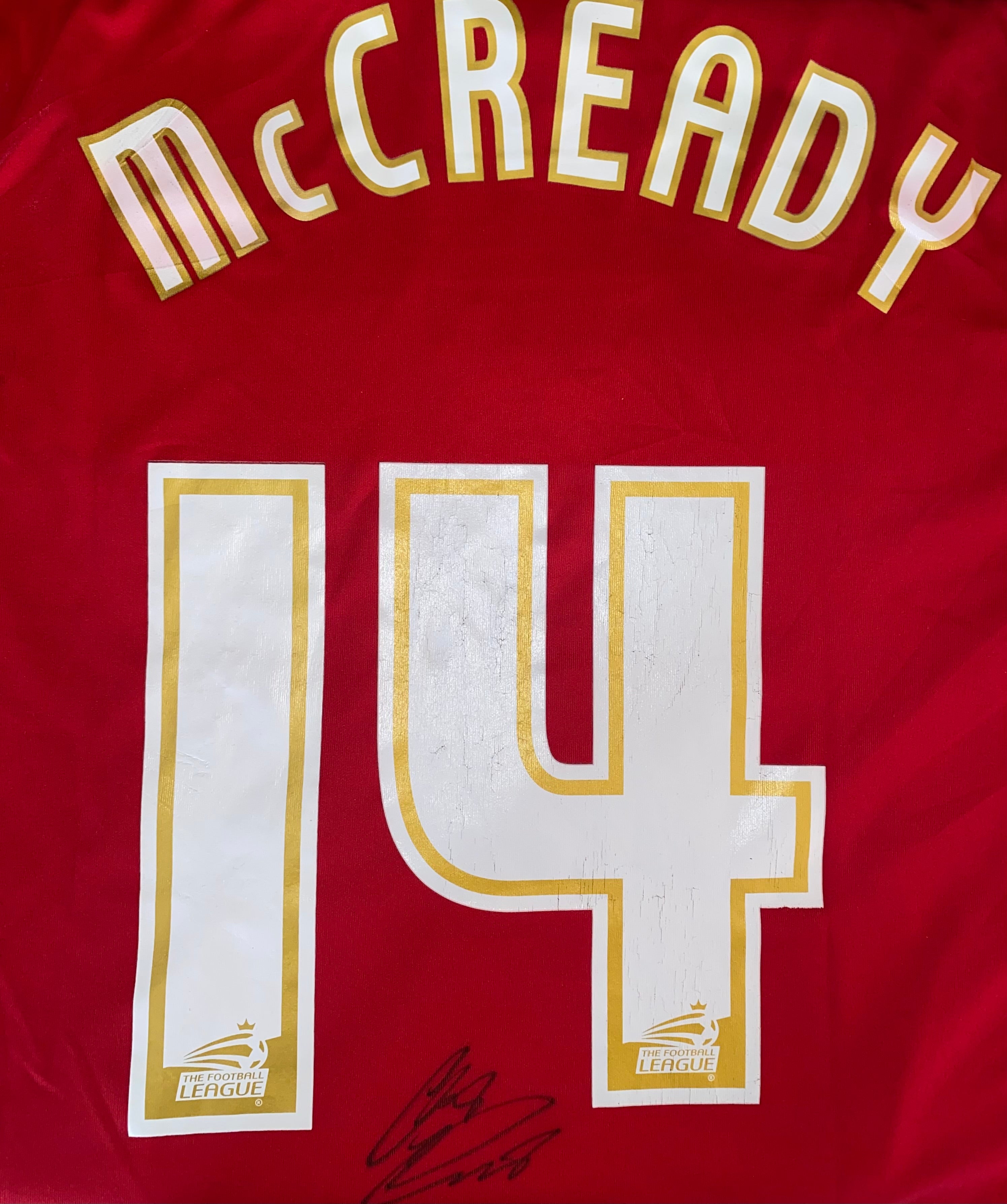 2008/09 CREWE ALEXANDRA MATCH WORN HOME SHIRT (McCREADY #14)