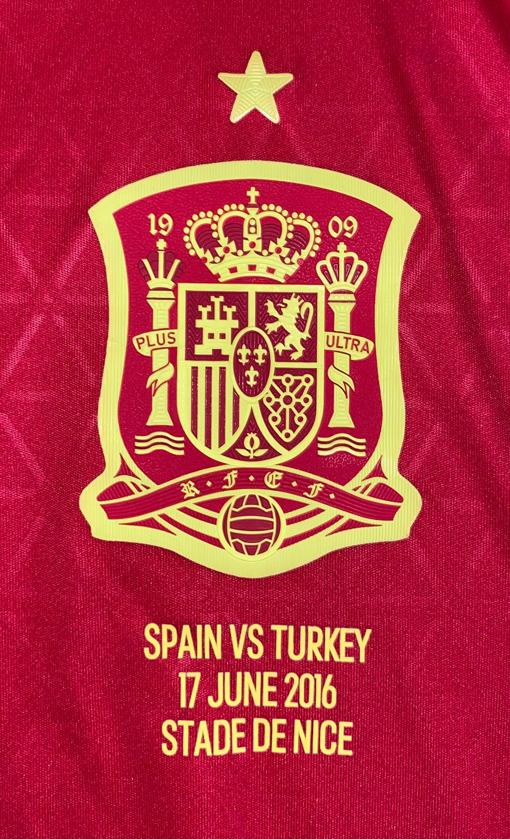 2016 SPAIN MATCH ISSUE HOME SHIRT ( #7 MORATA V TURKEY EURO 2016)