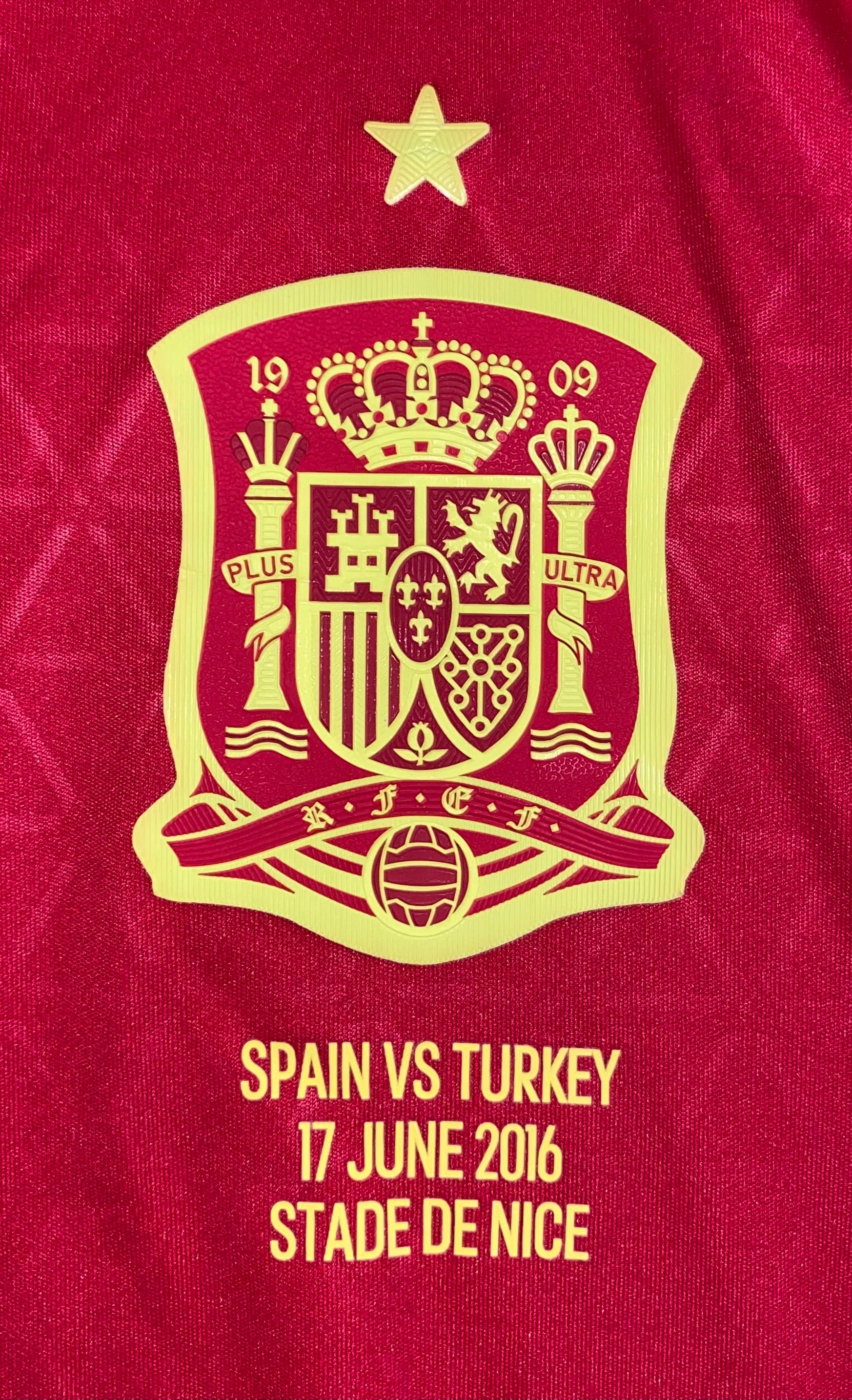 2016 SPAIN MATCH ISSUE HOME SHIRT ( #7 MORATA V TURKEY EURO 2016)
