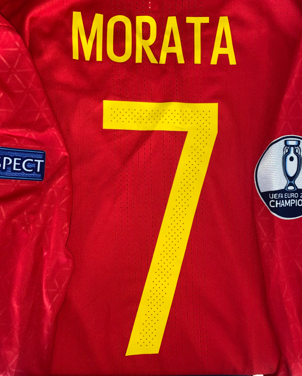 2016 SPAIN MATCH ISSUE HOME SHIRT ( #7 MORATA V TURKEY EURO 2016)