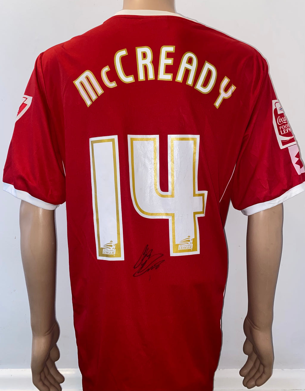 2008/09 CREWE ALEXANDRA MATCH WORN HOME SHIRT (McCREADY #14)
