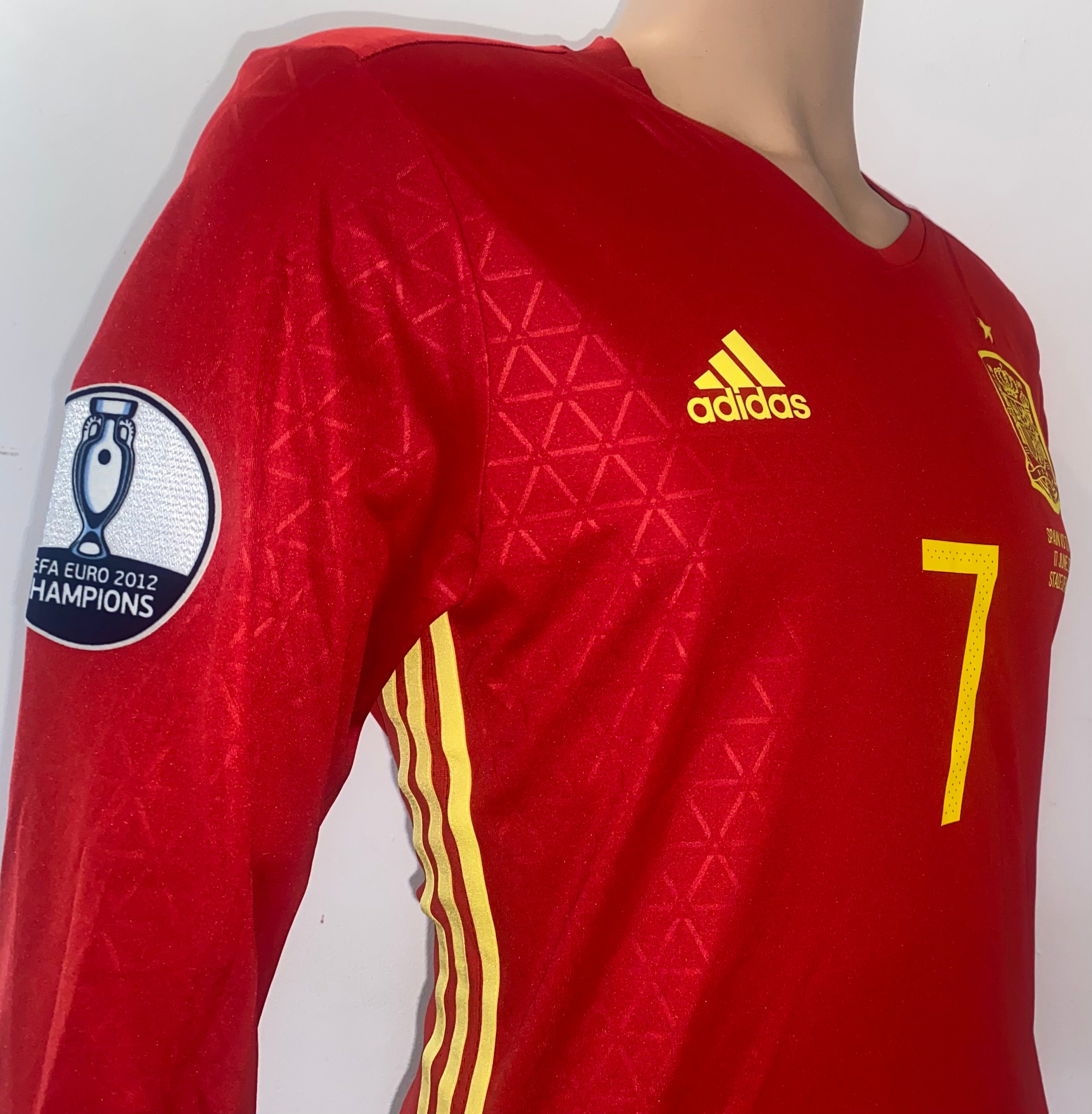 2016 SPAIN MATCH ISSUE HOME SHIRT ( #7 MORATA V TURKEY EURO 2016)