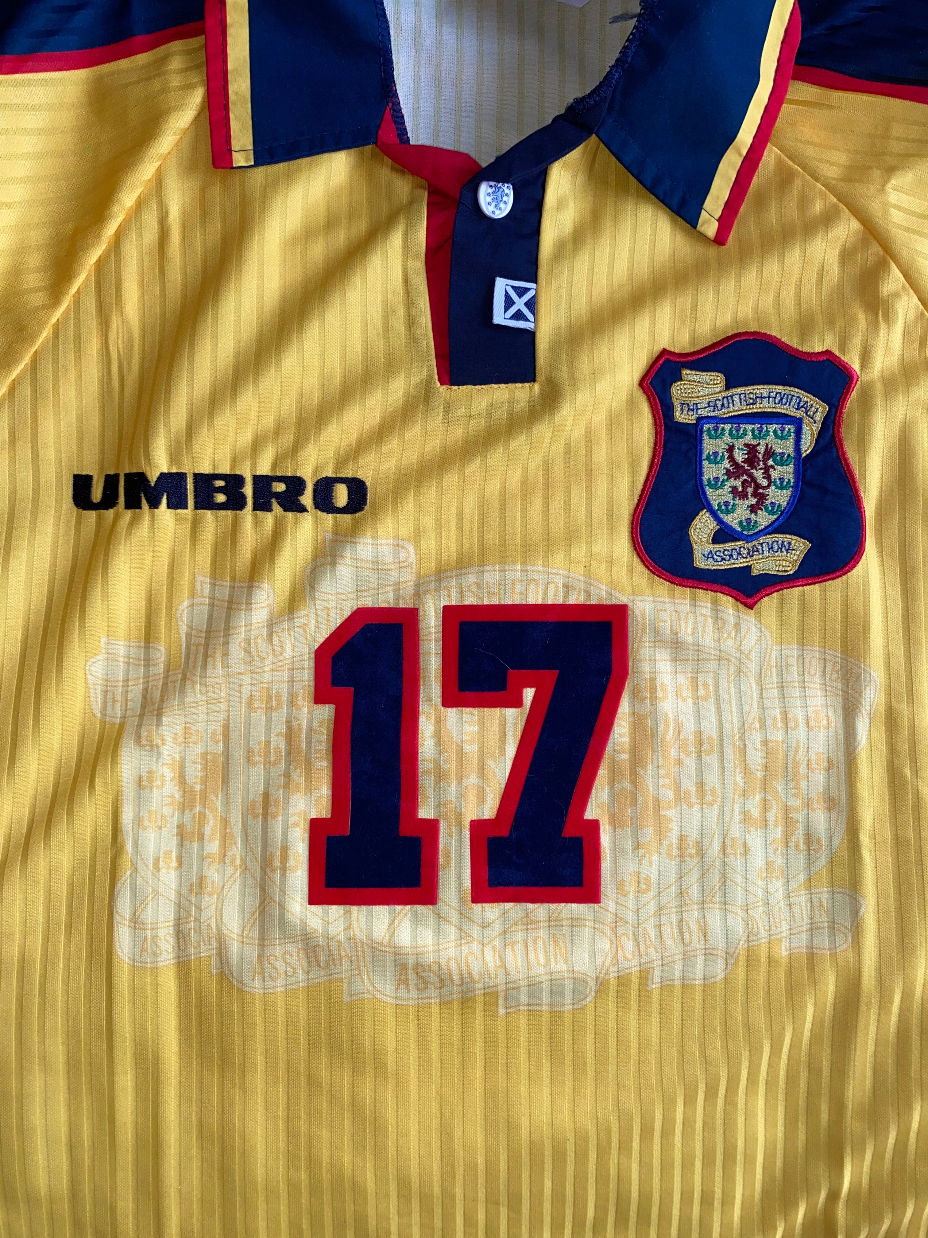 1998 SCOTLAND MATCHWORN UMBRO AWAY SHIRT #17
