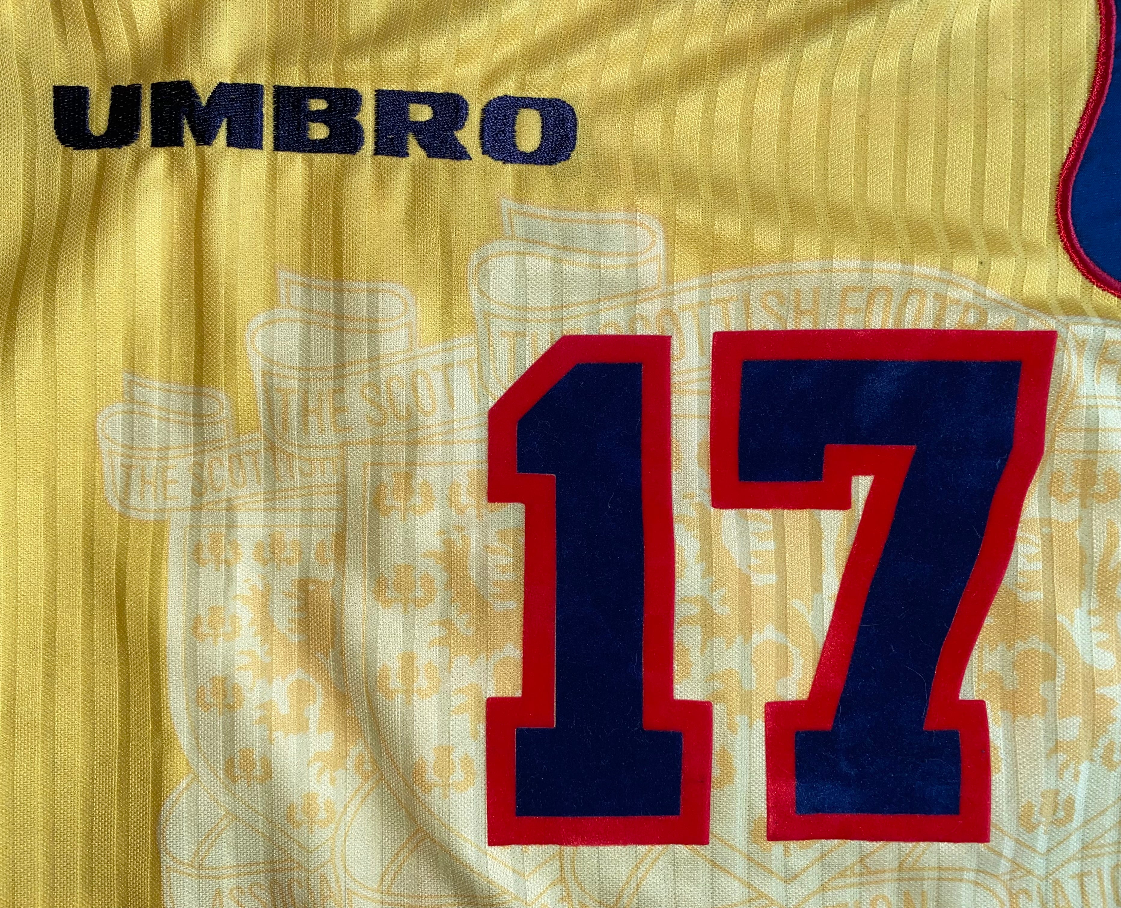 1998 SCOTLAND MATCHWORN UMBRO AWAY SHIRT #17