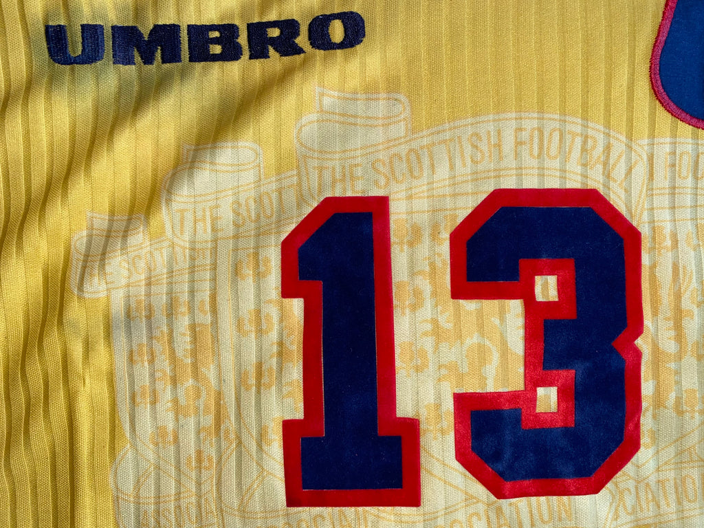 1998 SCOTLAND MATCHWORN UMBRO AWAY SHIRT #13