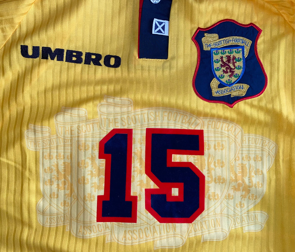1998 SCOTLAND MATCHWORN UMBRO AWAY SHIRT #15