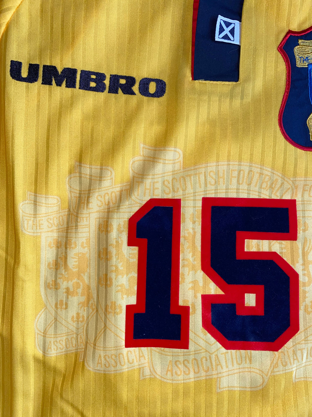 1998 SCOTLAND MATCHWORN UMBRO AWAY SHIRT #15