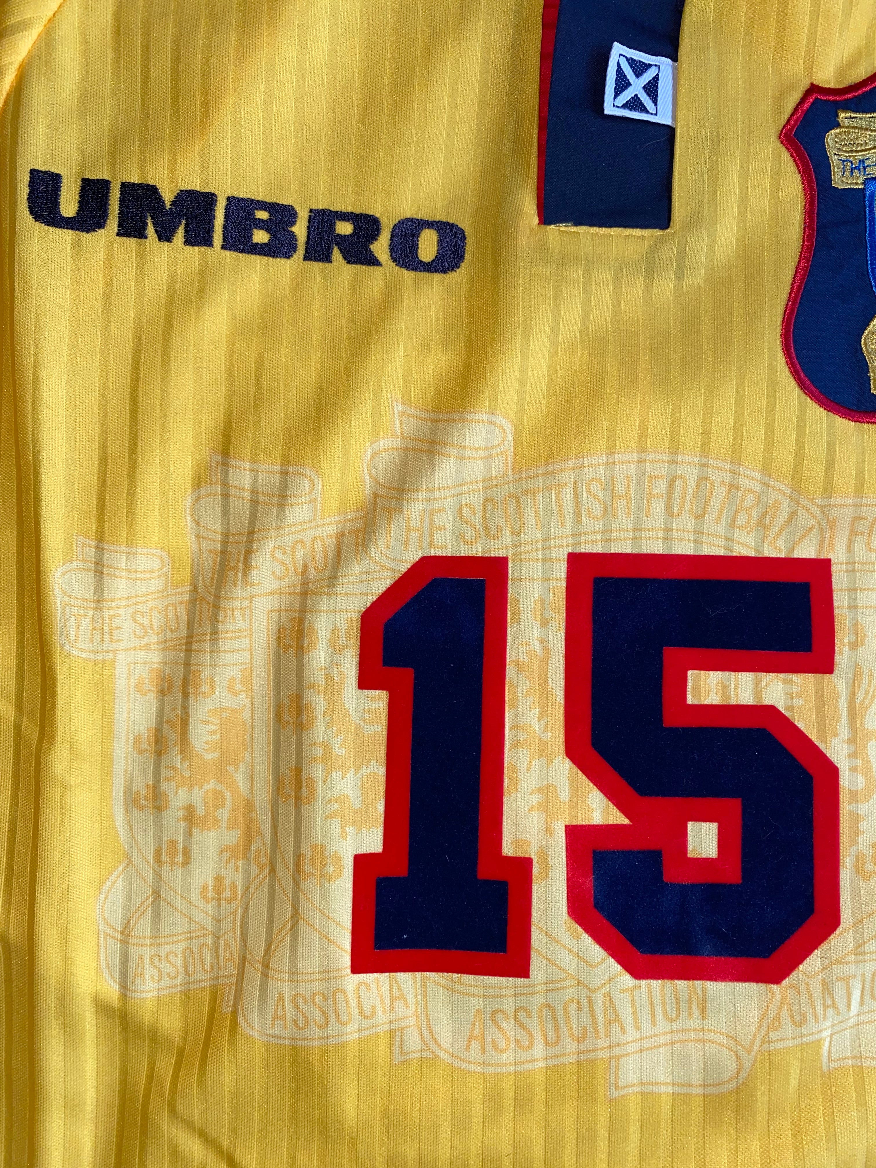 1998 SCOTLAND MATCHWORN UMBRO AWAY SHIRT #15