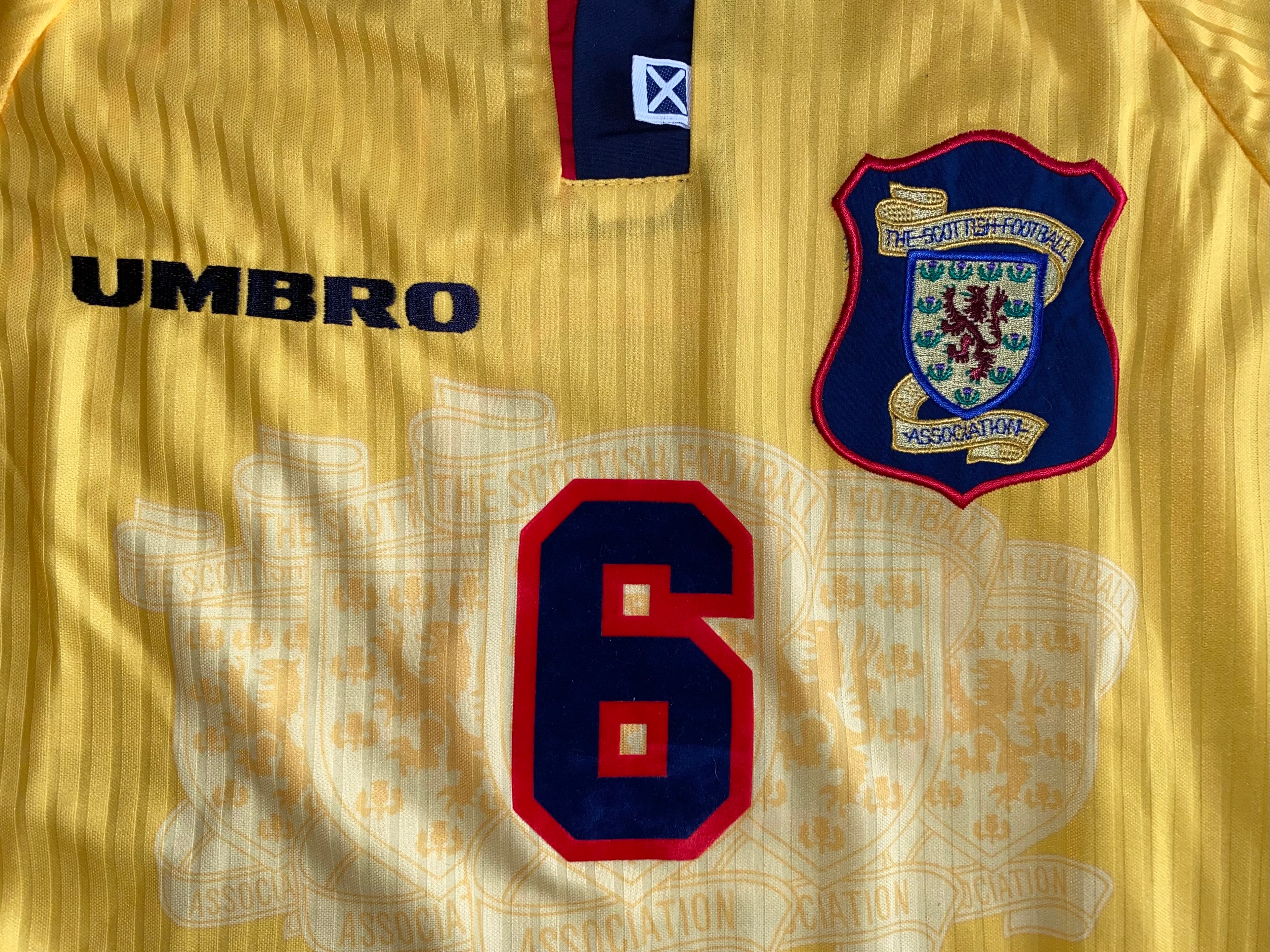 1998 SCOTLAND MATCHWORN UMBRO AWAY SHIRT #6