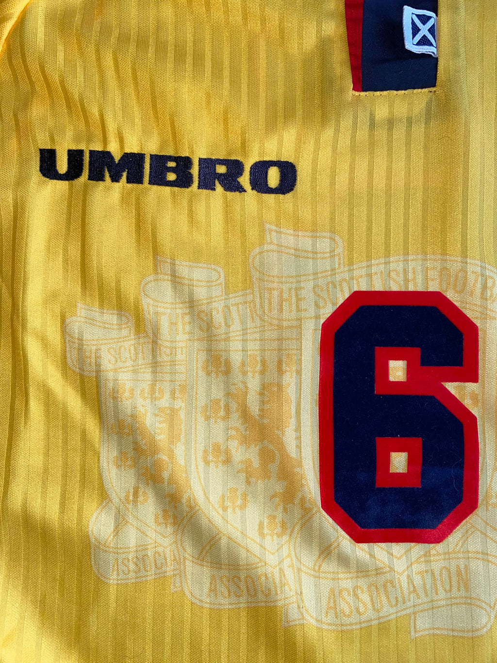 1998 SCOTLAND MATCHWORN UMBRO AWAY SHIRT #6