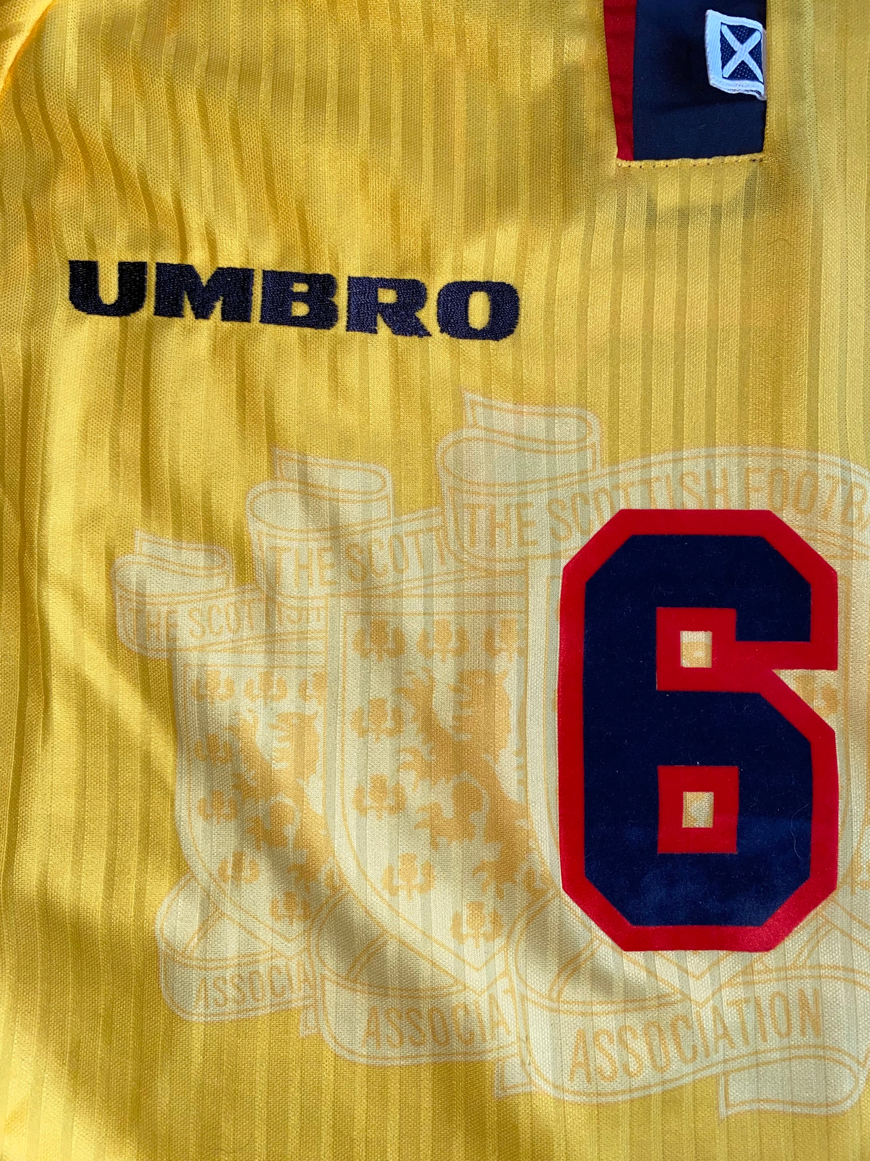 1998 SCOTLAND MATCHWORN UMBRO AWAY SHIRT #6