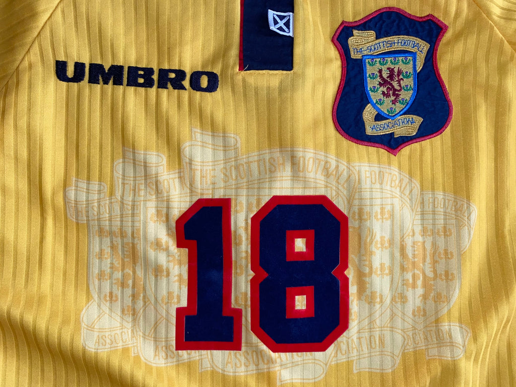 1998 SCOTLAND MATCHWORN UMBRO AWAY SHIRT #18