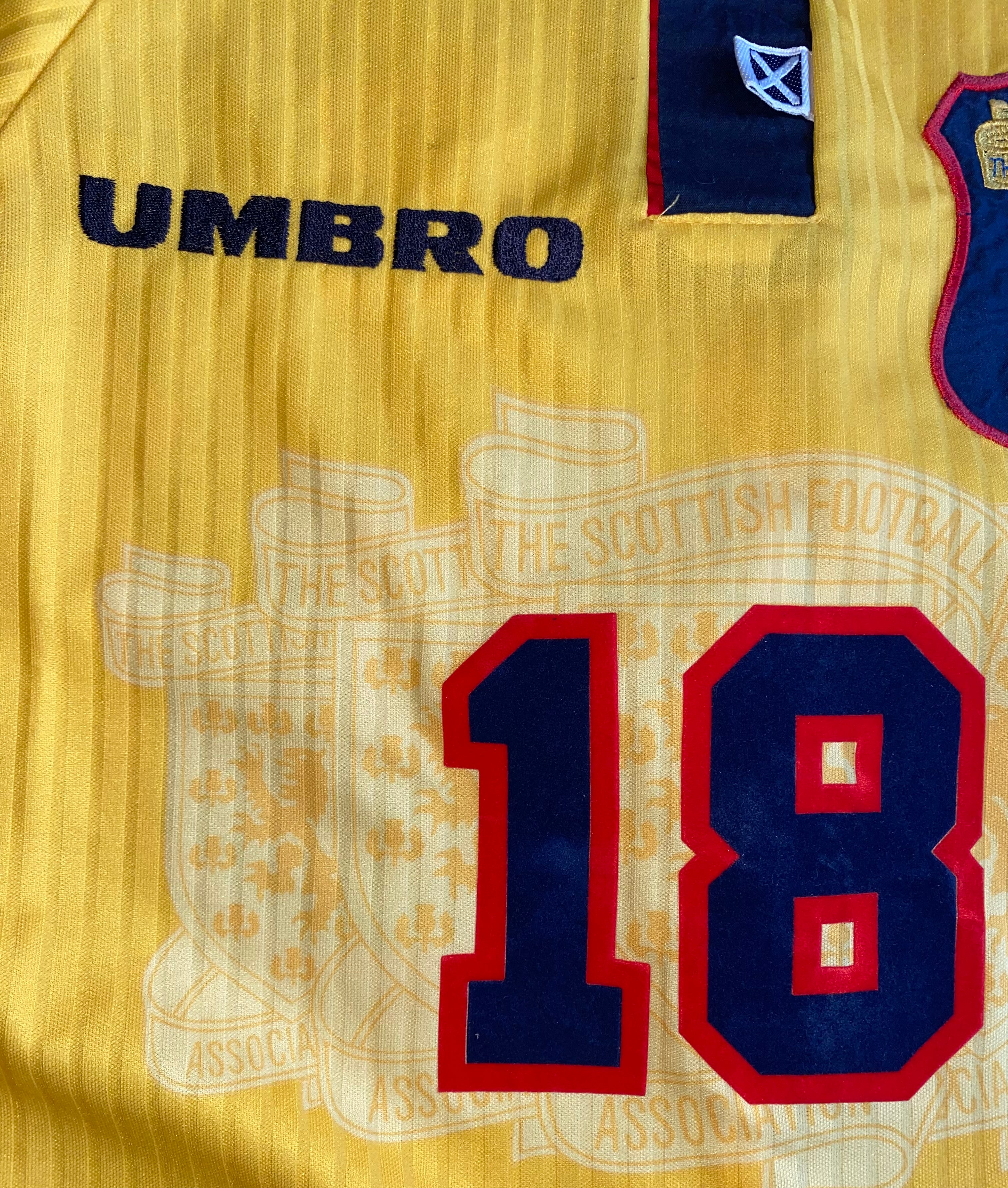 1998 SCOTLAND MATCHWORN UMBRO AWAY SHIRT #18