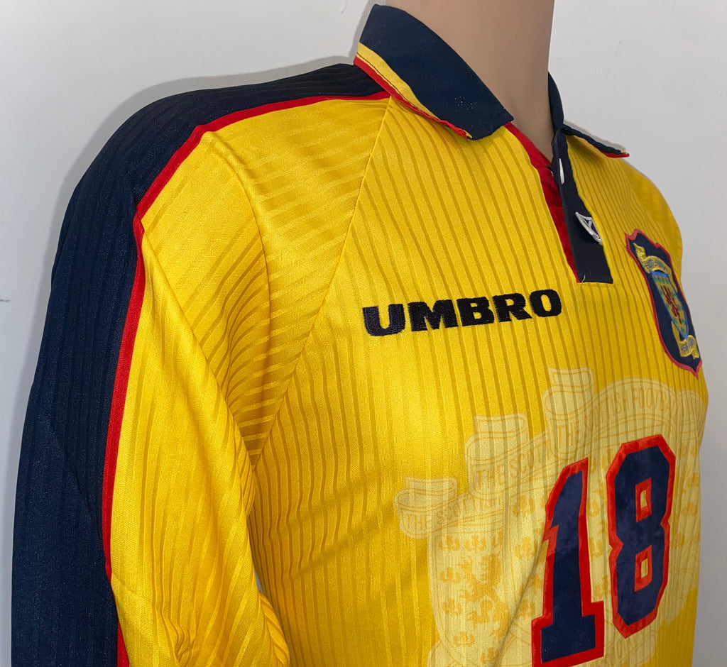 1998 SCOTLAND MATCHWORN UMBRO AWAY SHIRT #18