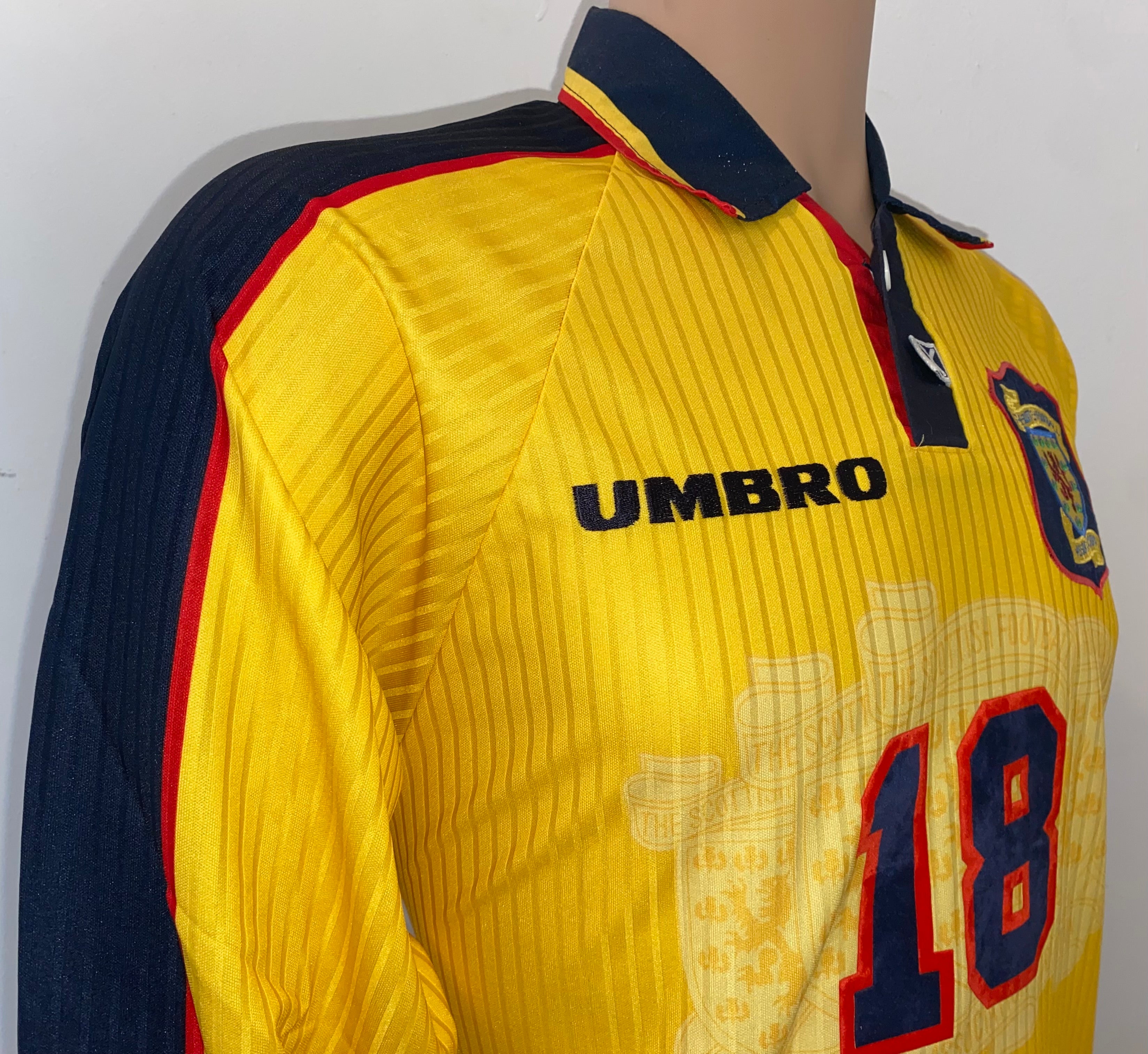 1998 SCOTLAND MATCHWORN UMBRO AWAY SHIRT #18