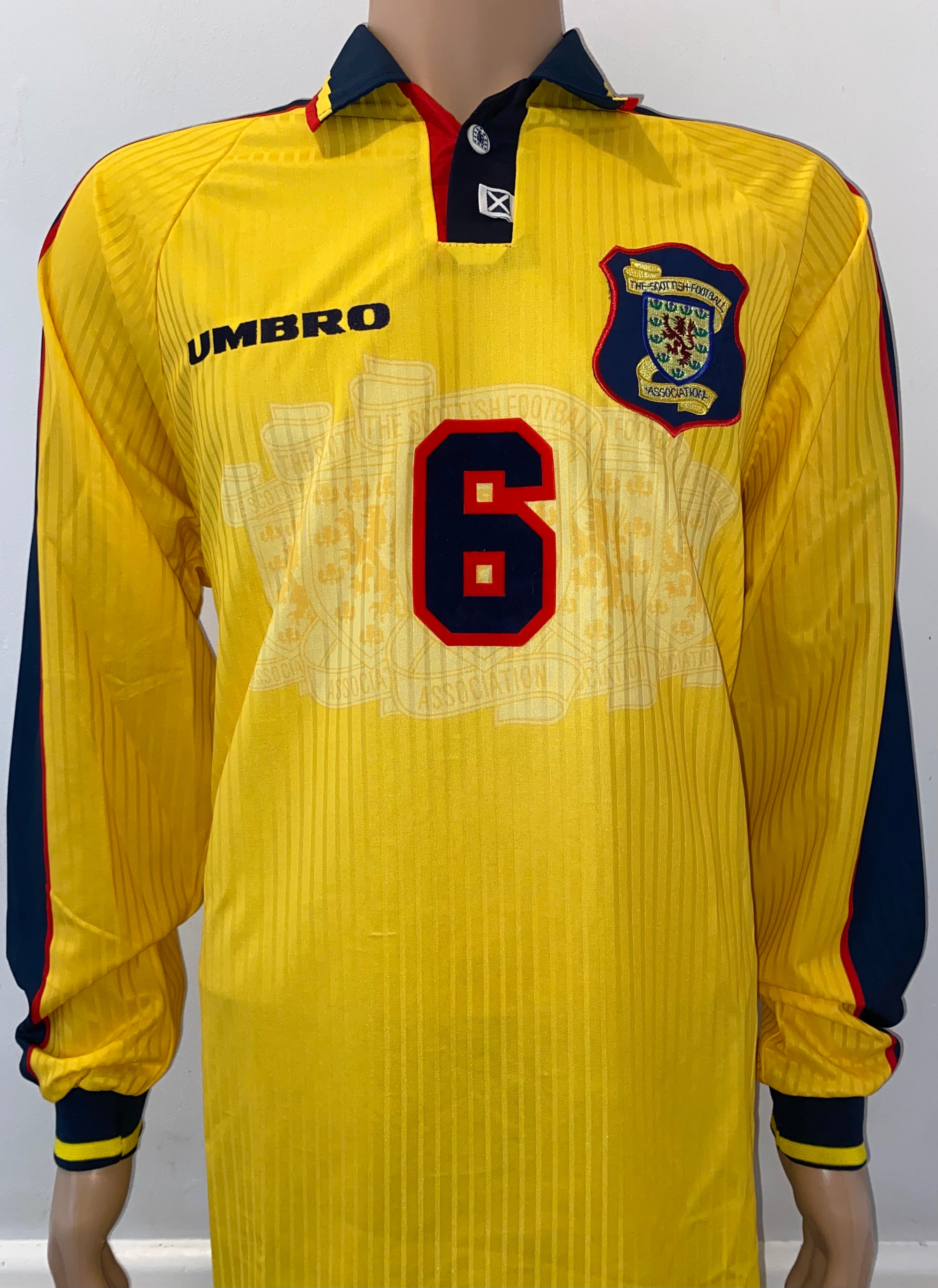 1998 SCOTLAND MATCHWORN UMBRO AWAY SHIRT #6