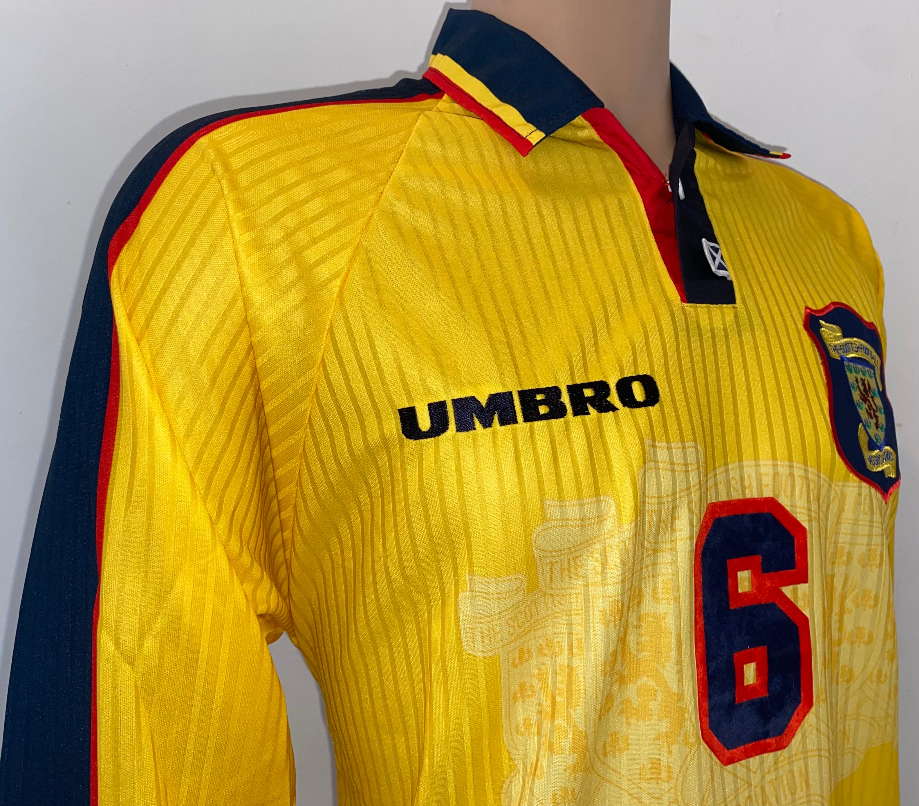 1998 SCOTLAND MATCHWORN UMBRO AWAY SHIRT #6
