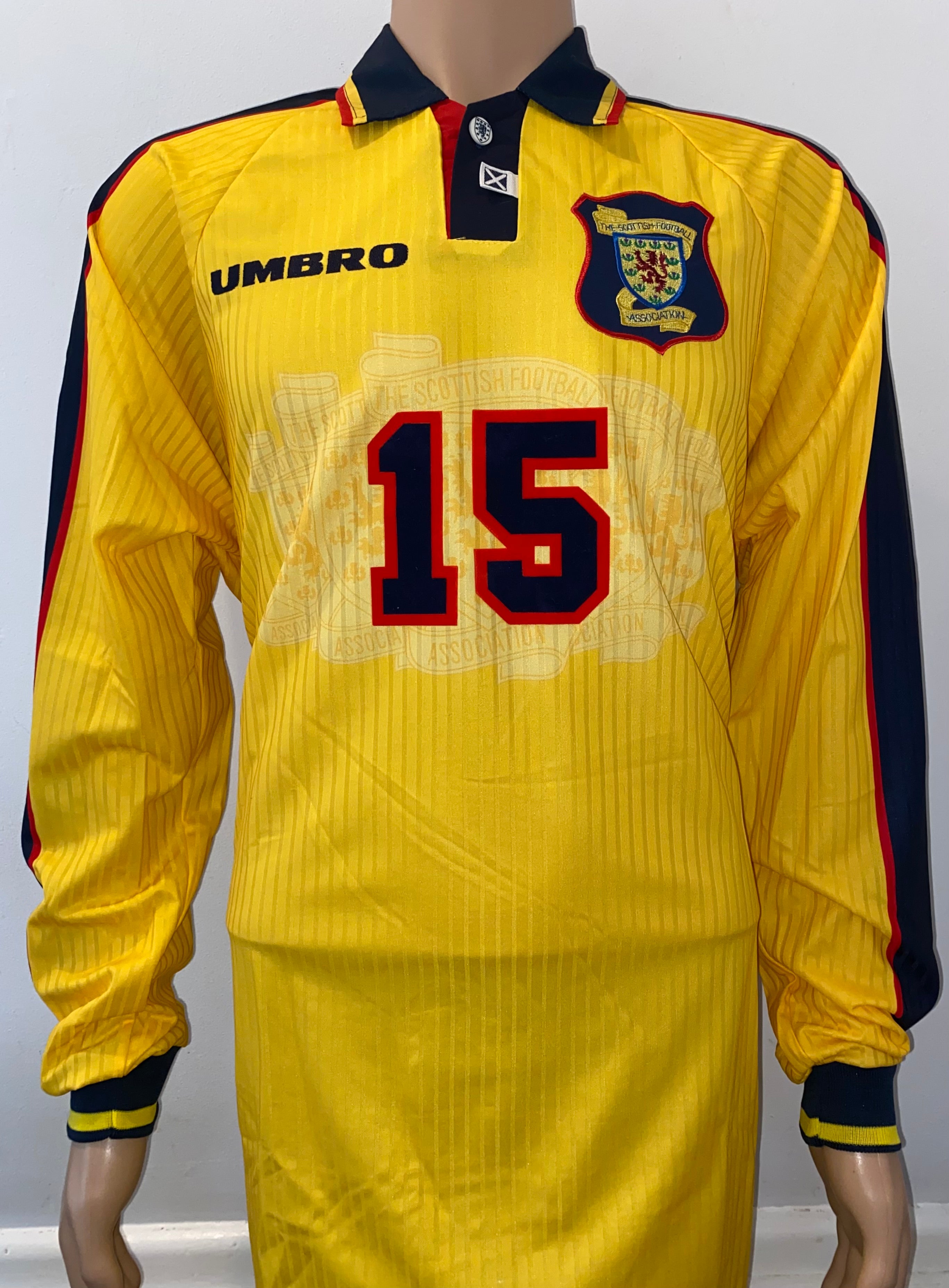 1998 SCOTLAND MATCHWORN UMBRO AWAY SHIRT #15