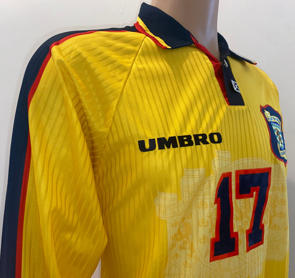 1998 SCOTLAND MATCHWORN UMBRO AWAY SHIRT #17