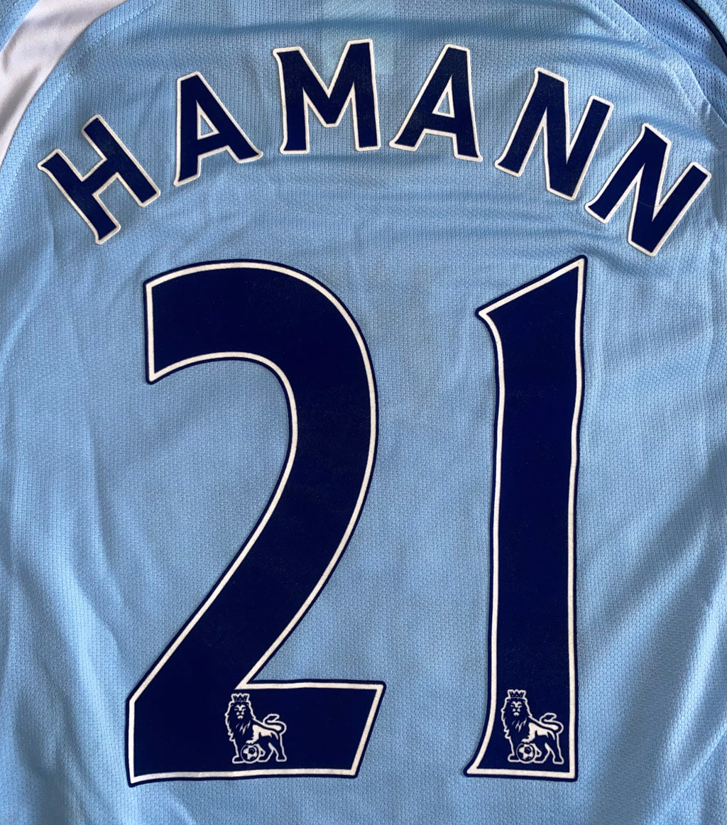 2008-09 MANCHESTER CITY MATCH ISSUE HOME L/S SHIRT HAMANN #21