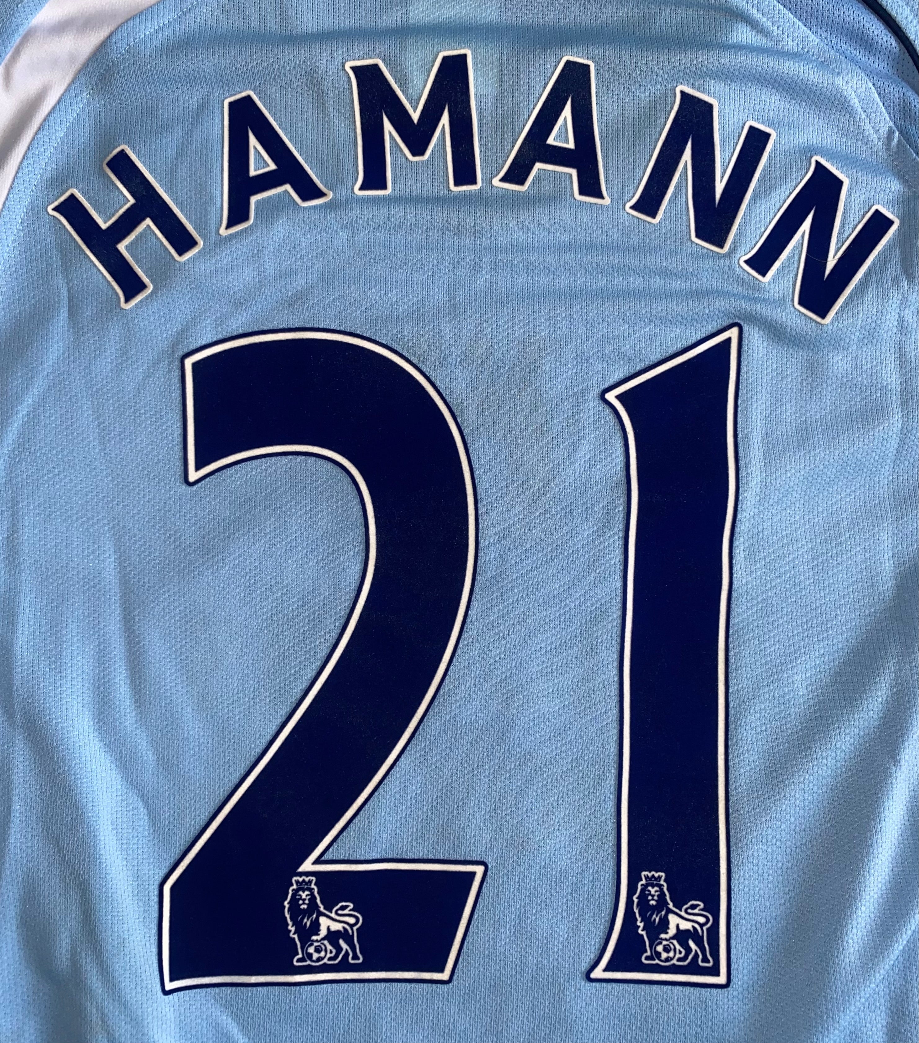 2008-09 MANCHESTER CITY MATCH ISSUE HOME L/S SHIRT HAMANN #21