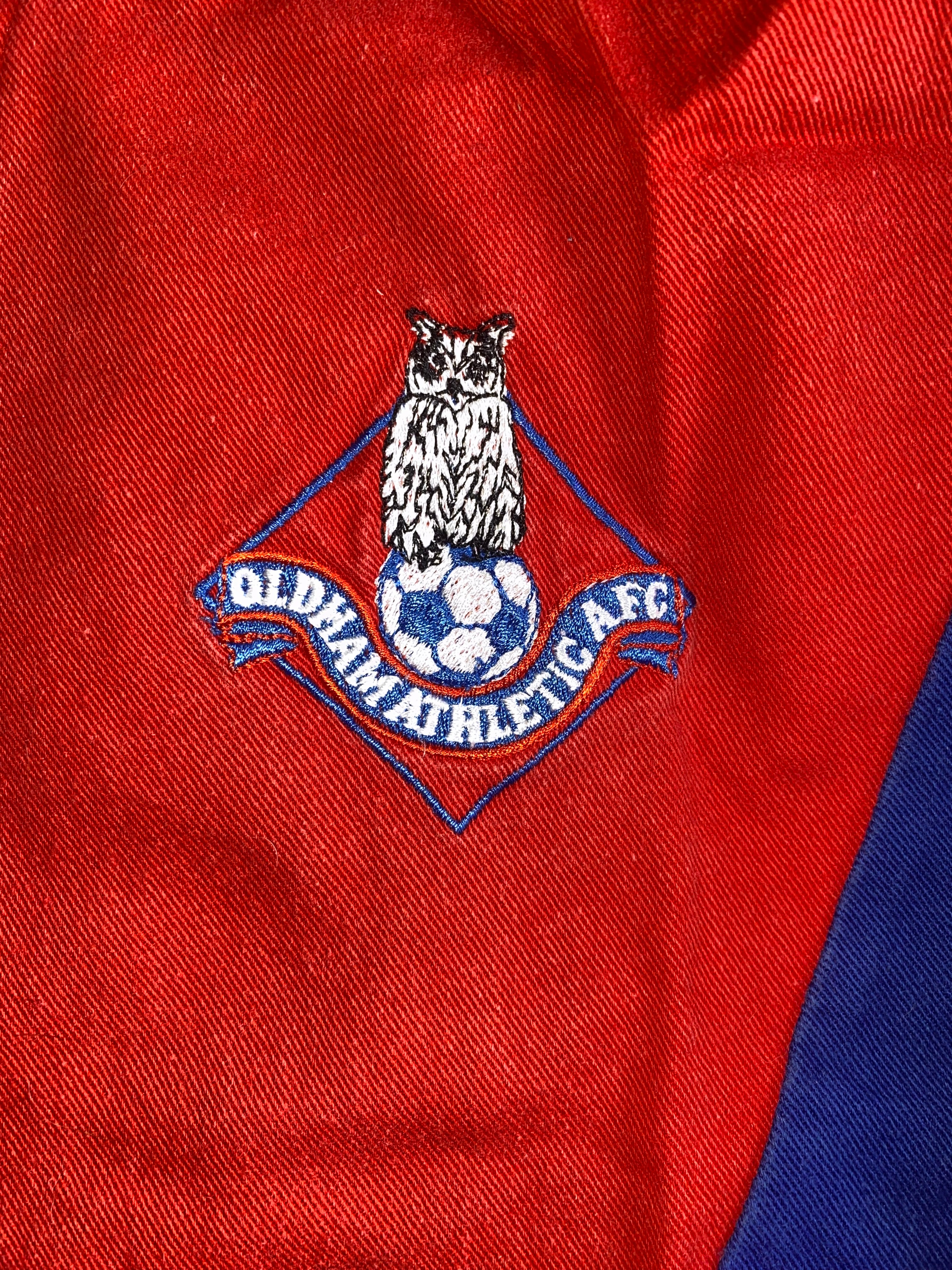 1990/91 OLDHAM ATHLETIC UMBRO TRAINING WORN DRILL TOP