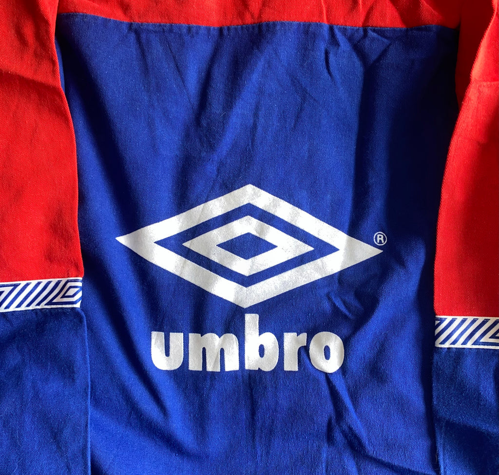 1990/91 OLDHAM ATHLETIC UMBRO TRAINING WORN DRILL TOP