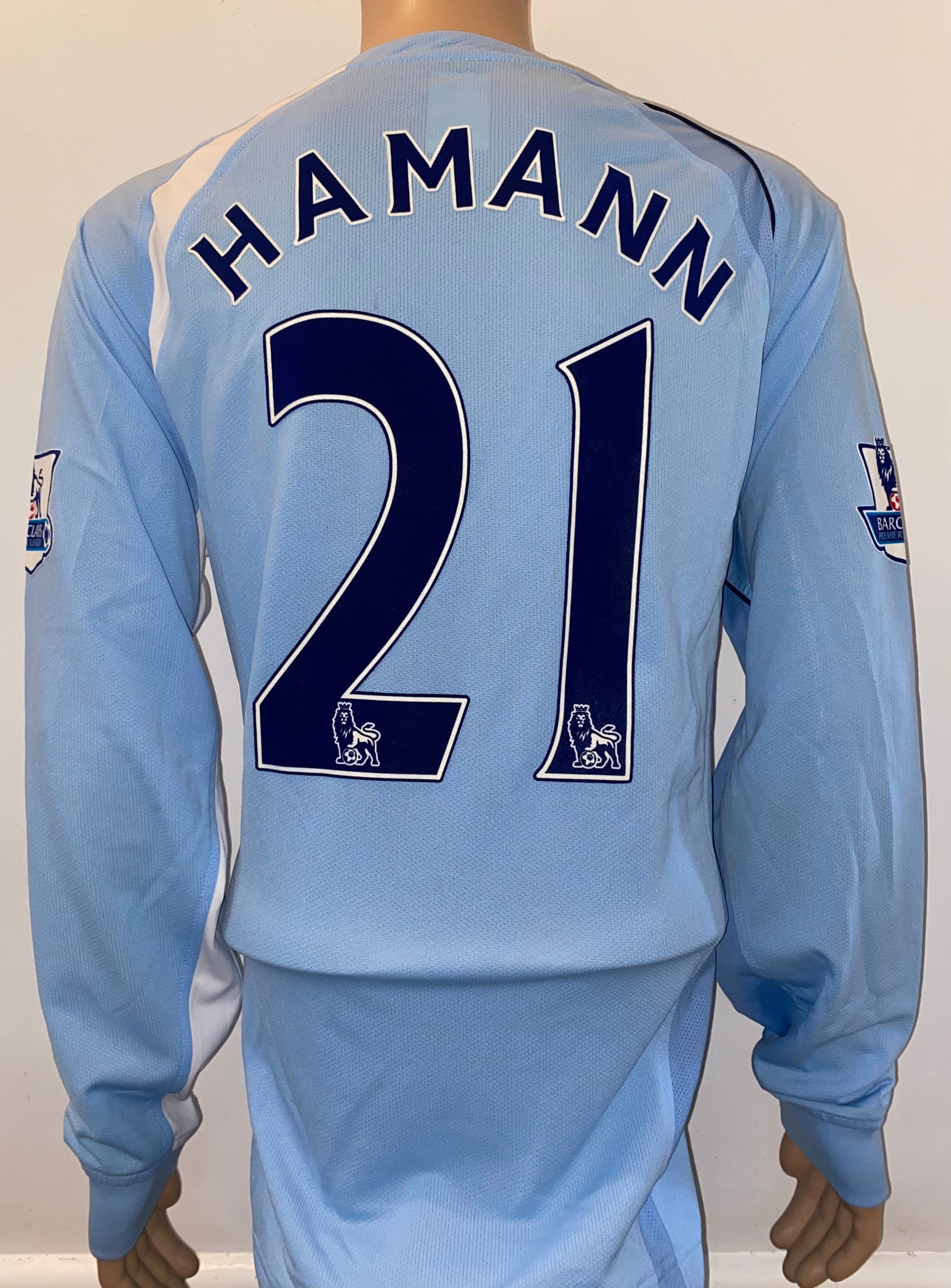 2008-09 MANCHESTER CITY MATCH ISSUE HOME L/S SHIRT HAMANN #21