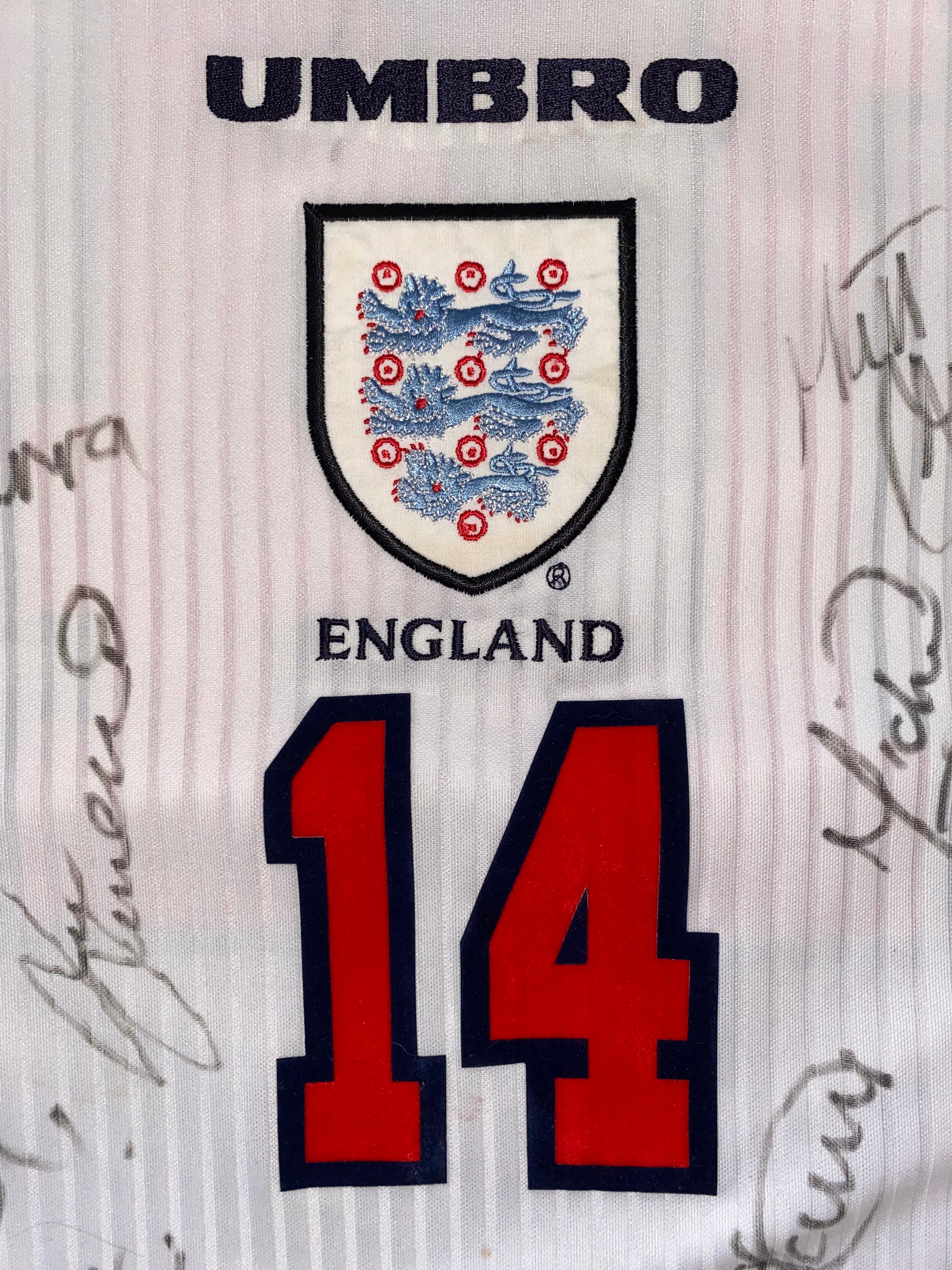 1998 ENGLAND MATCH WORN U21 HOME SHIRT (BEATTIE v CZECH REPUBLIC)