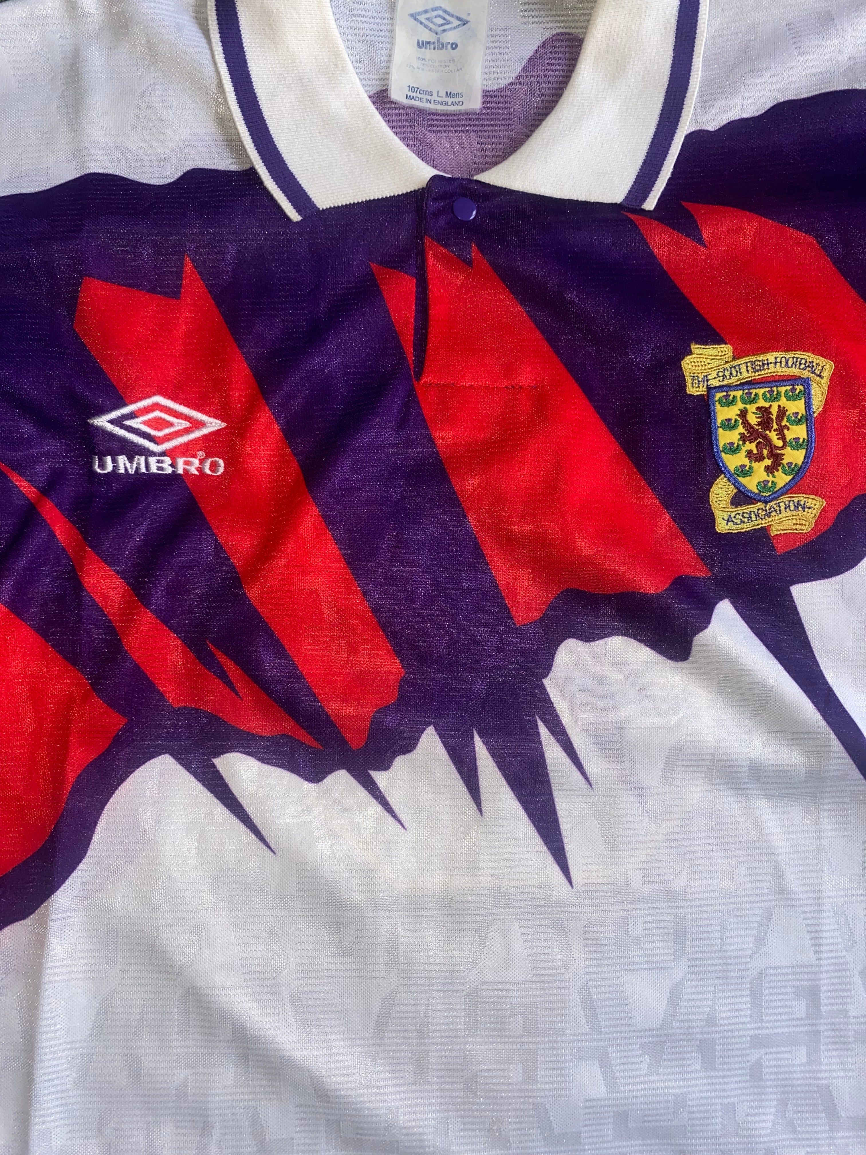 1992/93 SCOTLAND MATCH WORN SHIRT UMBRO AWAY SHIRT #3