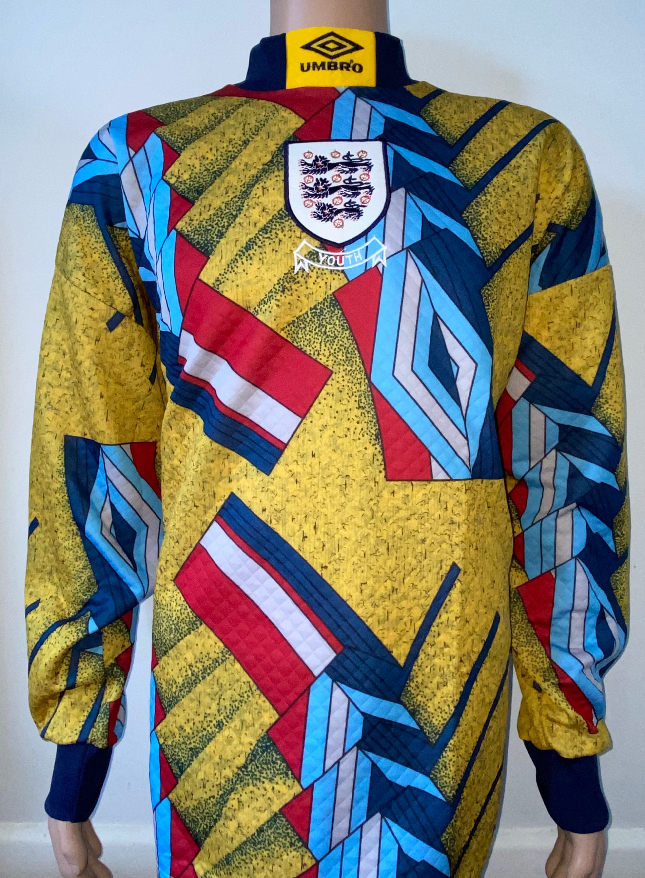 1994 ENGLAND MATCH WORN YOUTH UMBRO GOALKEEPERS SHIRT #1