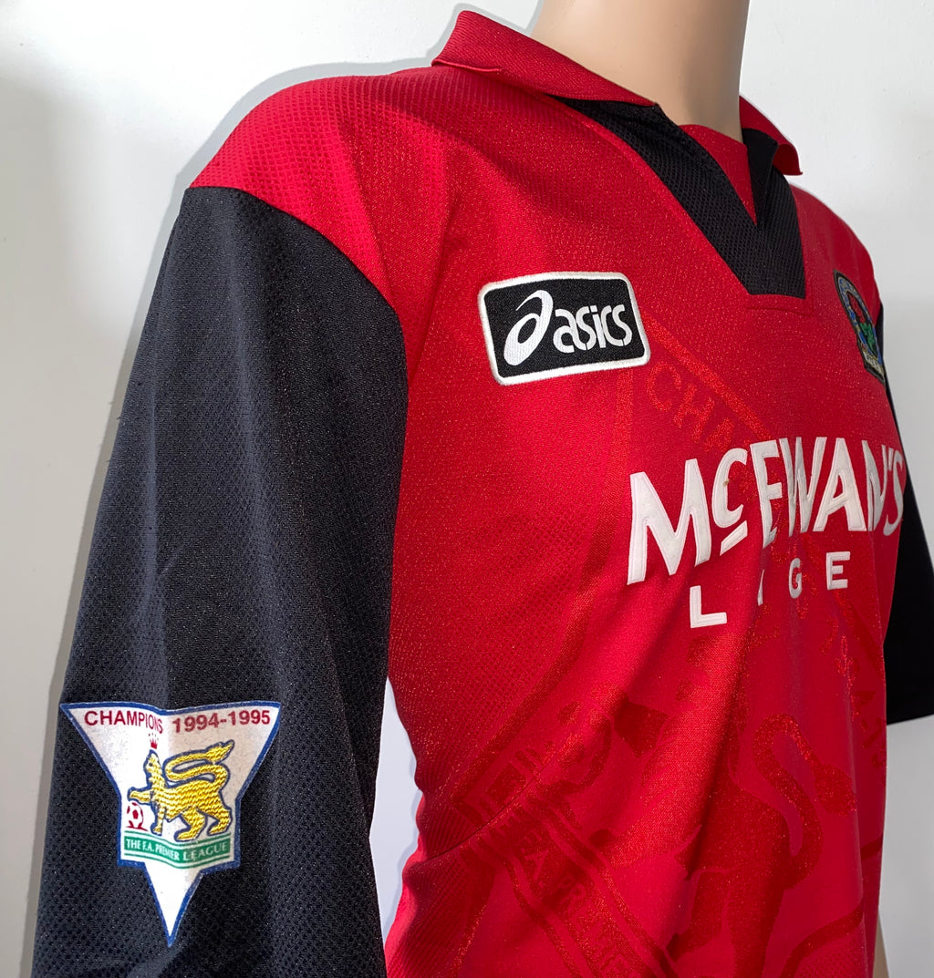 1995/96 MATCH ISSUE BLACKBURN ROVERS AWAY SHIRT SLATER #17
